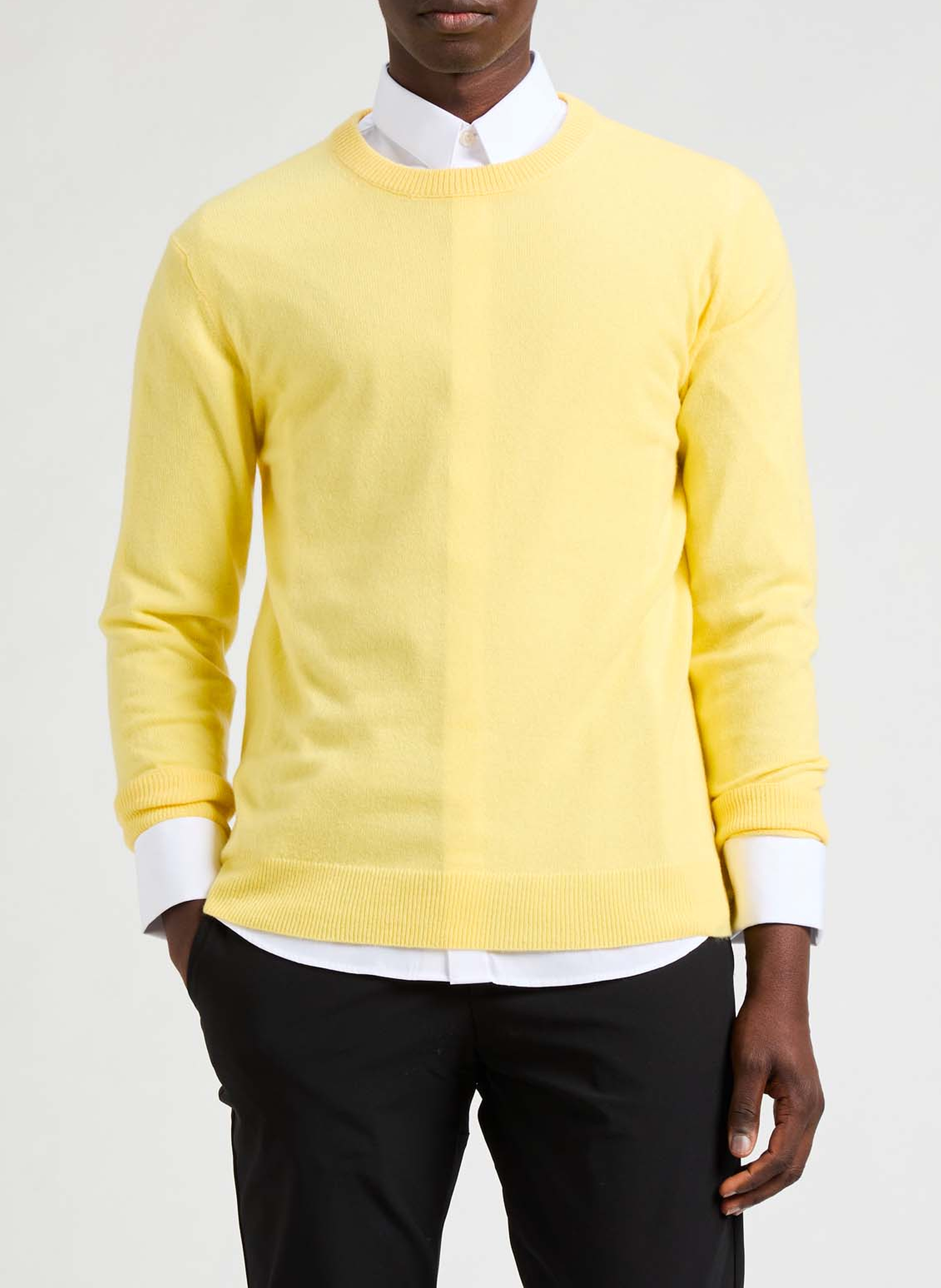 Pull col rond en cachemire AU PRINTEMPS PARIS Jaune