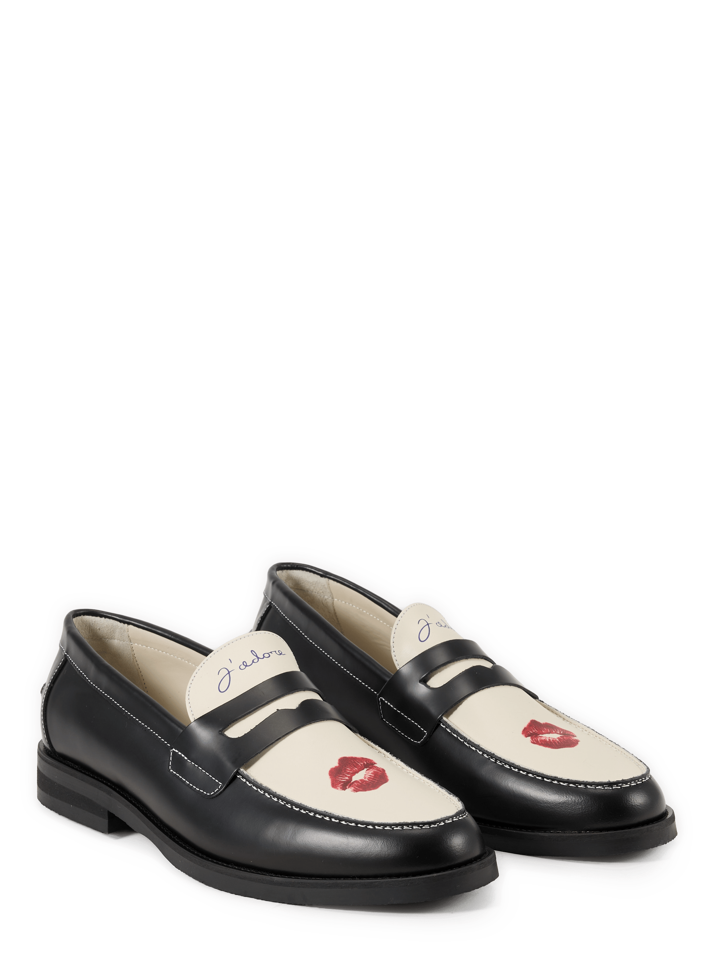 Moccasins with contrasting tongue and kiss print in leather DUKE + DEXTER Multicolour