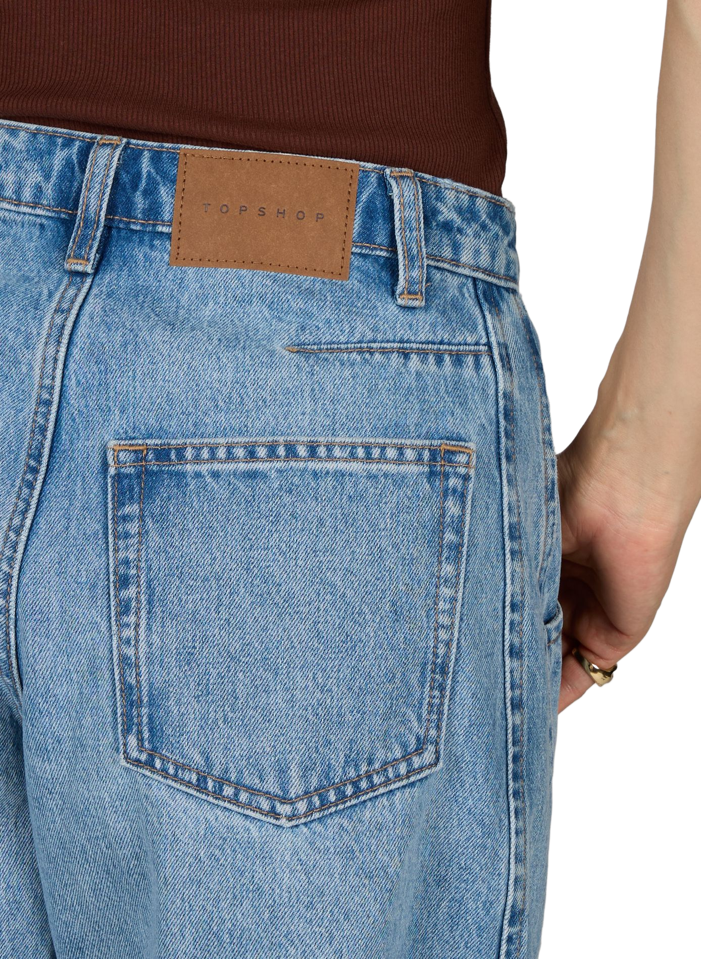 Bermuda Shorts aus Baumwolldenim. TOPSHOP Blau