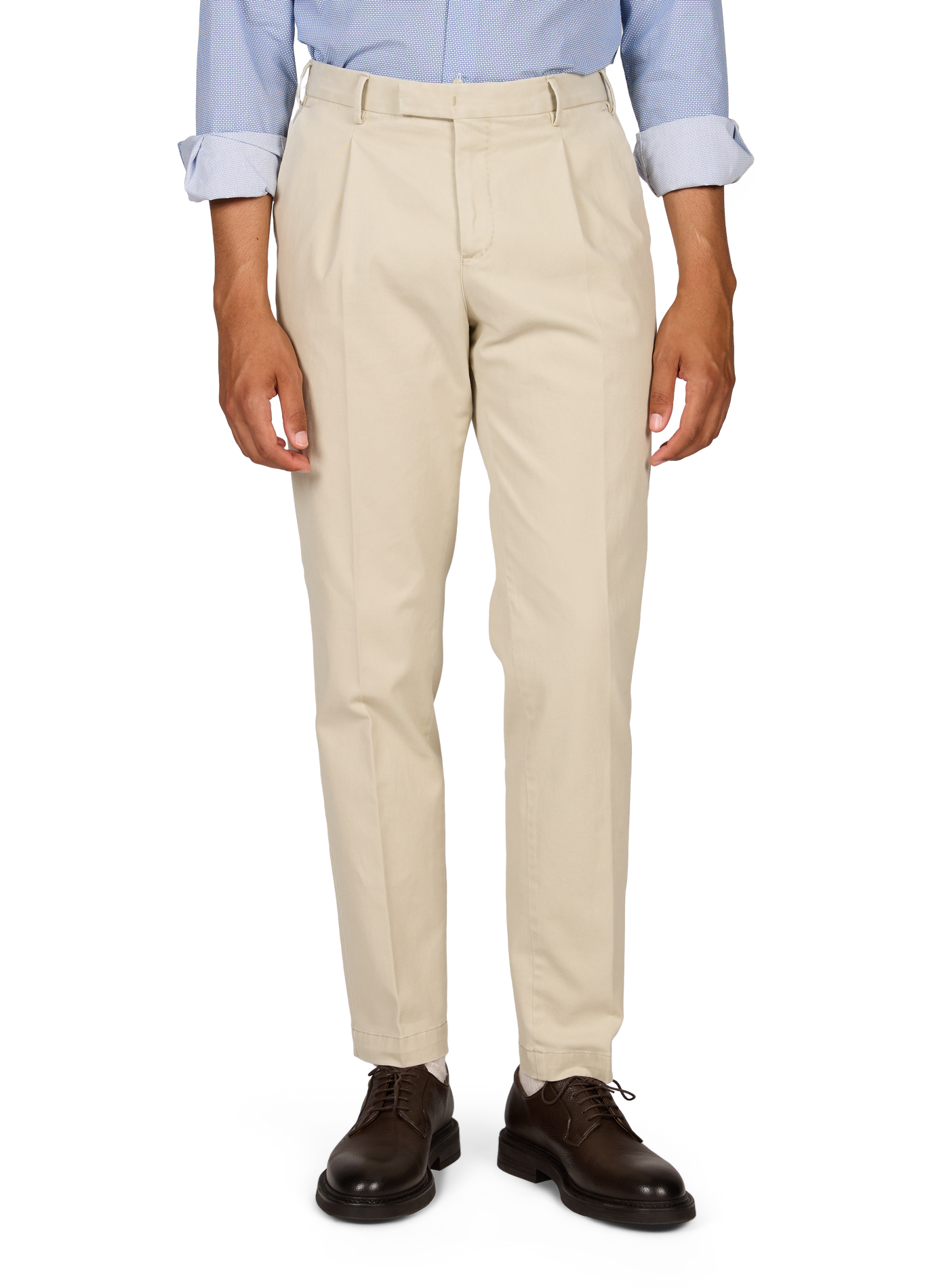 Slim cotton pleated trousers PT01 Beige