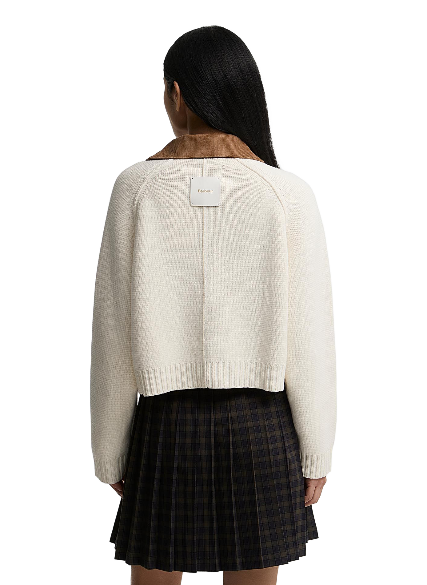 Cardigan côtelé en coton et laine mérinos BARBOUR Beige