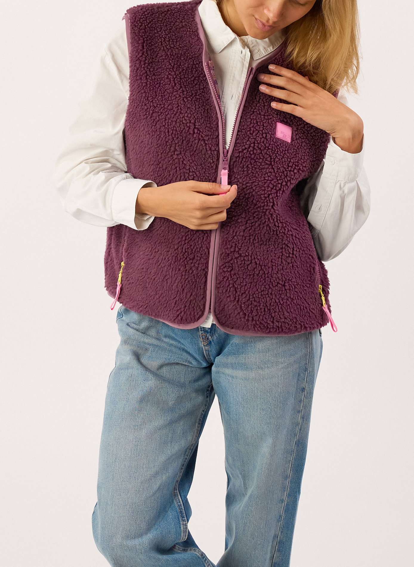 Veste sherpa zippée sans manches | Violet BILLYBELT Femme
