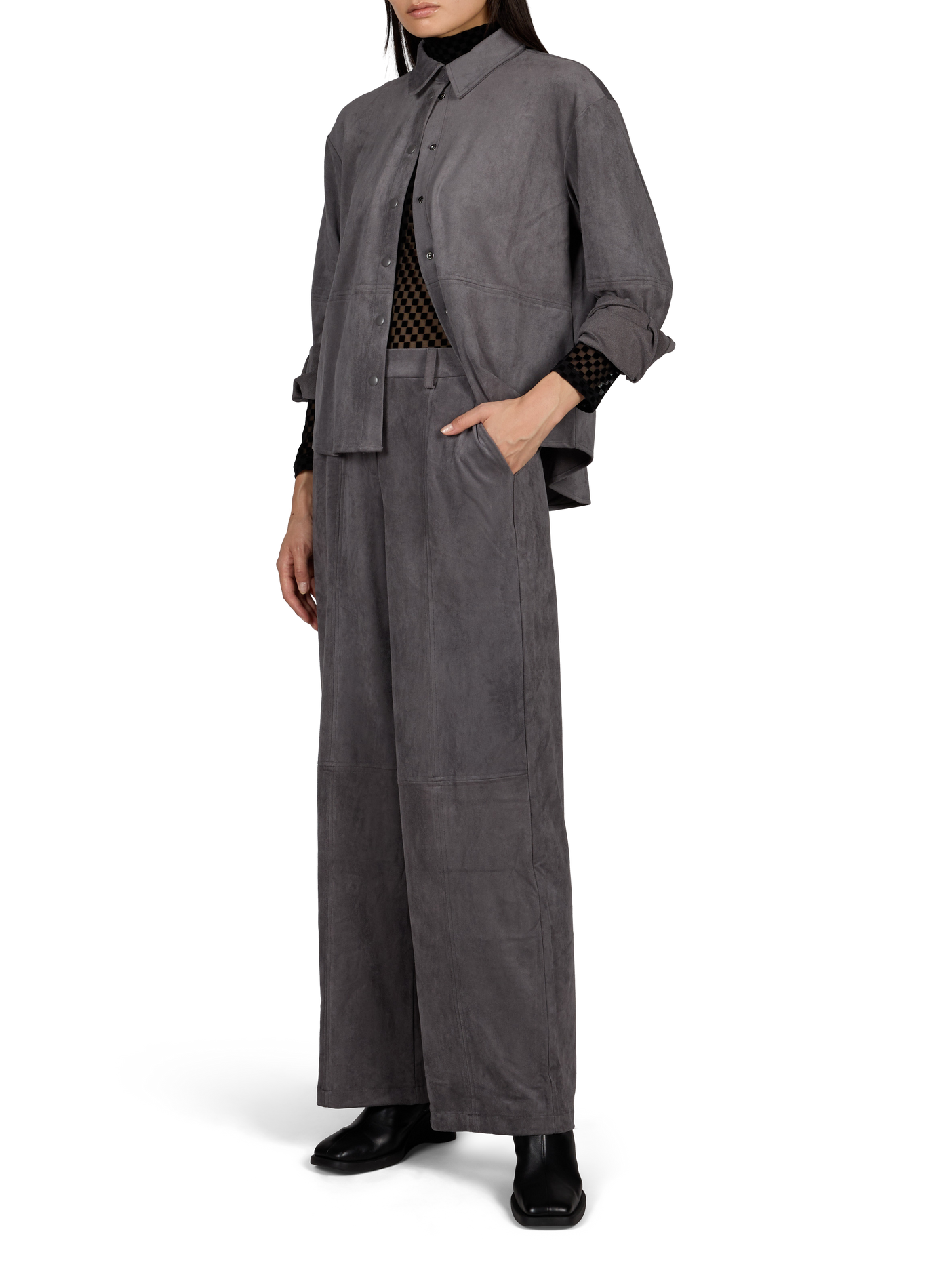 High-waisted straight-leg corduroy trousers OBJECT Grey