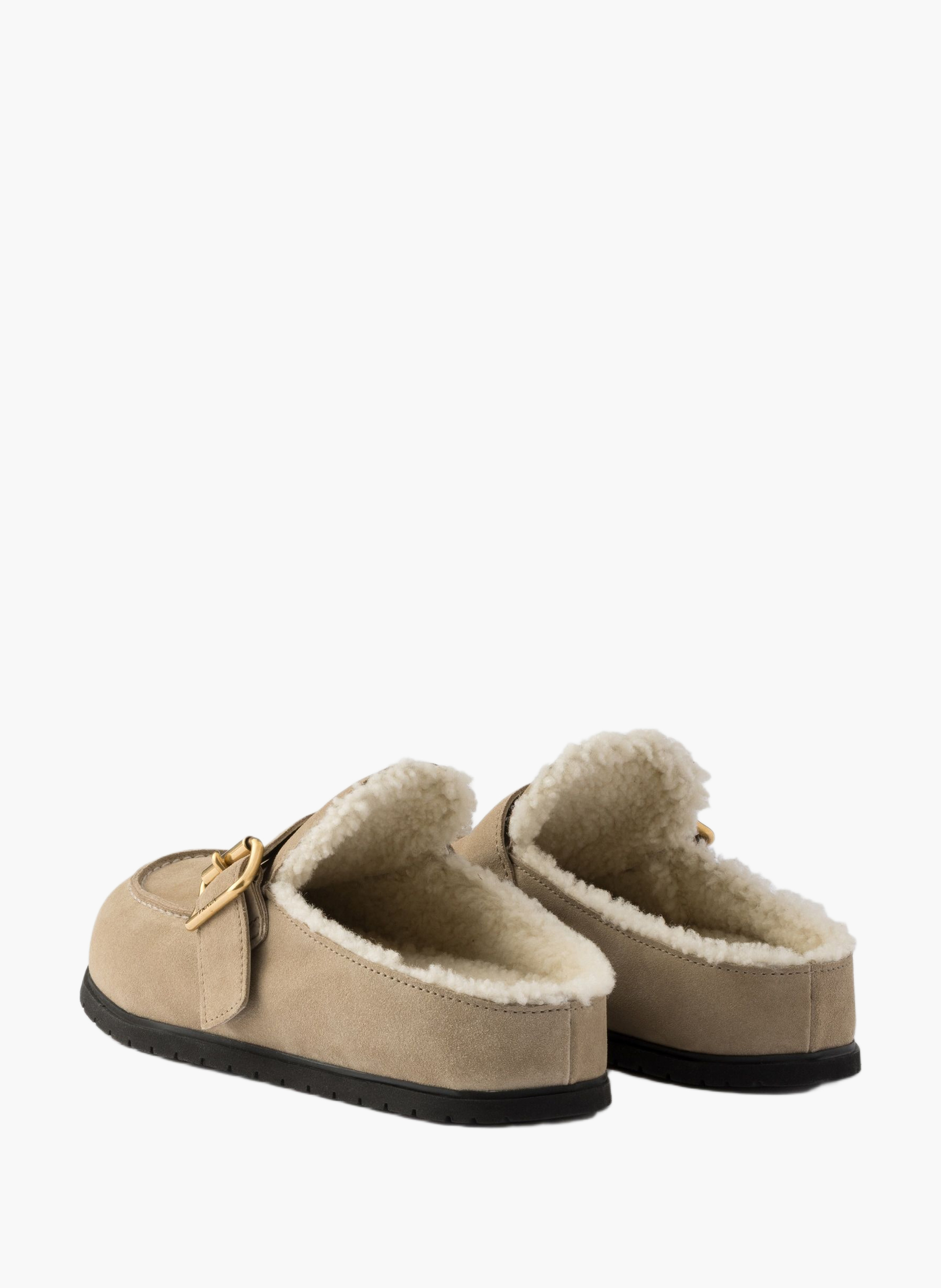 Mules en veau velours PRADA Beige