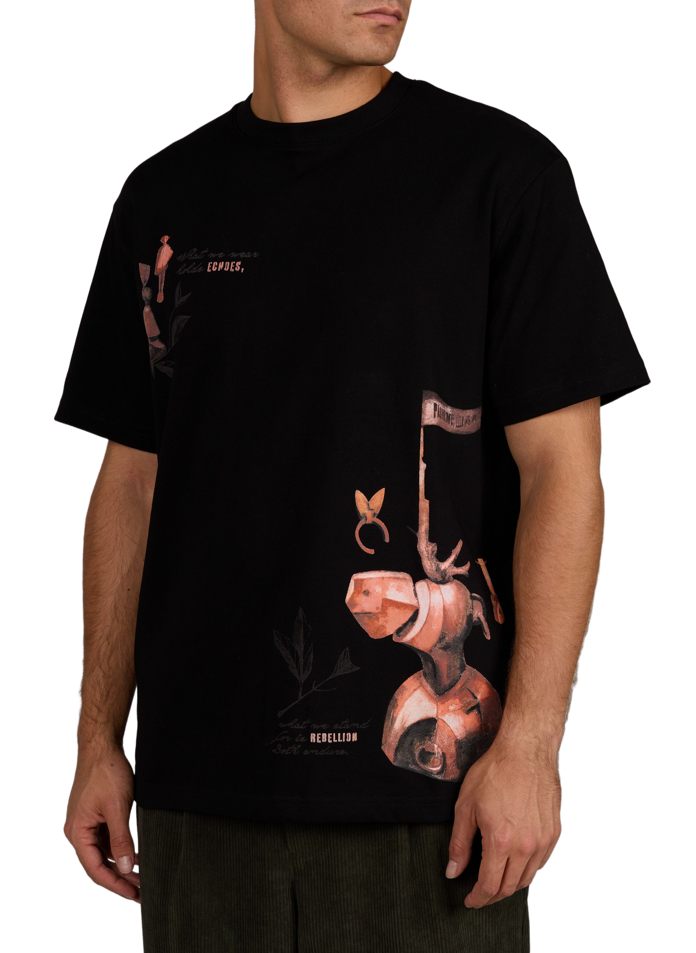 Straight-fit crew-neck T-shirt with screen print PAS UNE MARQUE Black