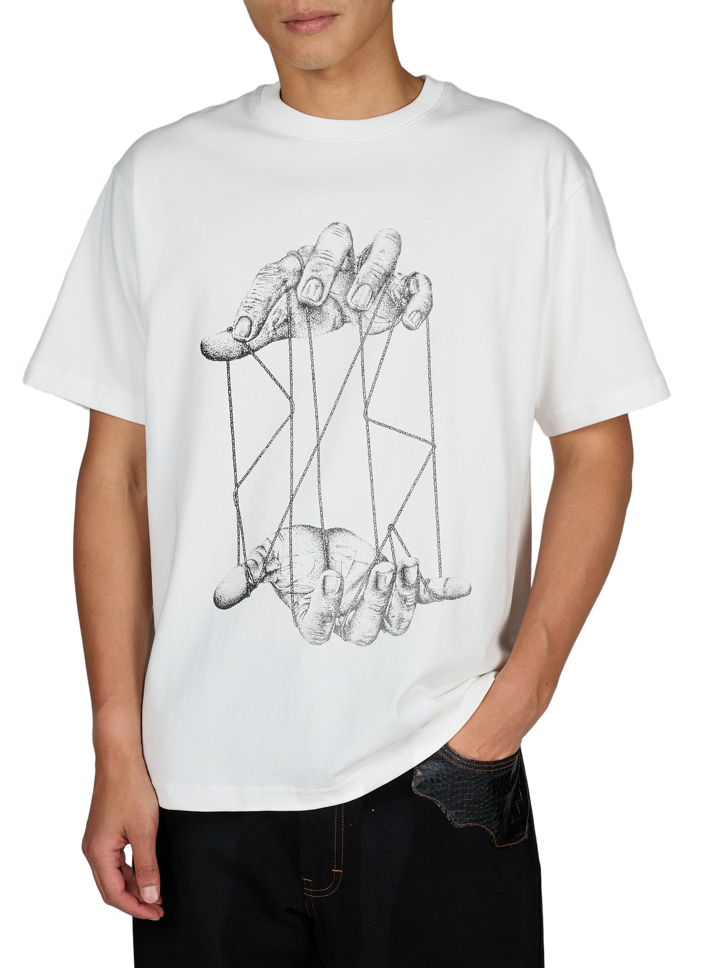 Kurzarm T-Shirt mit Baumwolldruck PAS UNE MARQUE Weiss