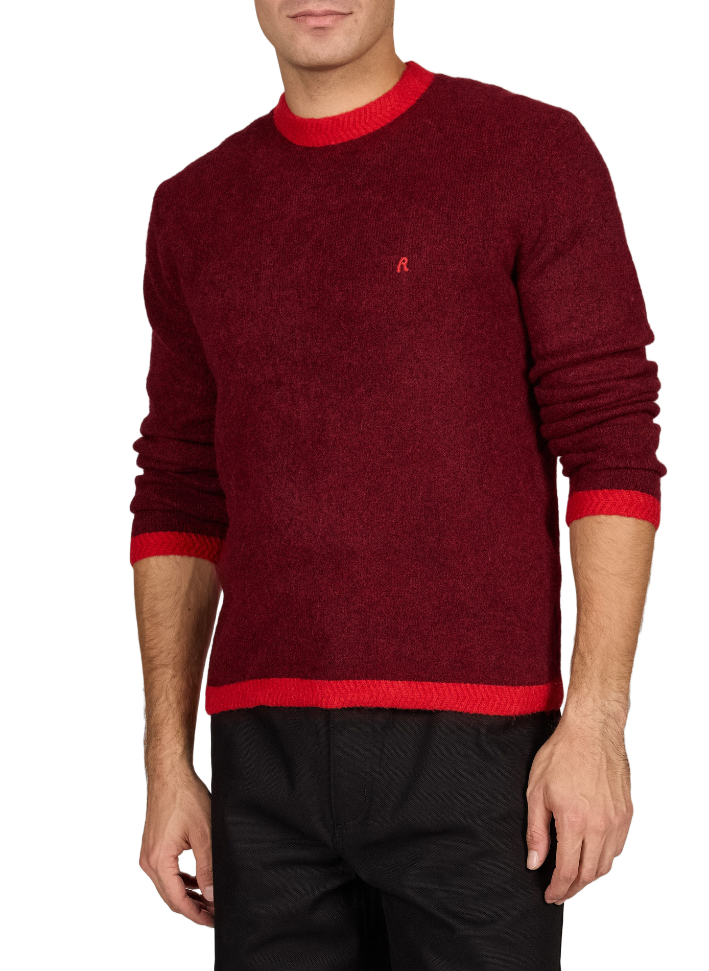 Round-neck solid color wool blend sweater REPLAY Red