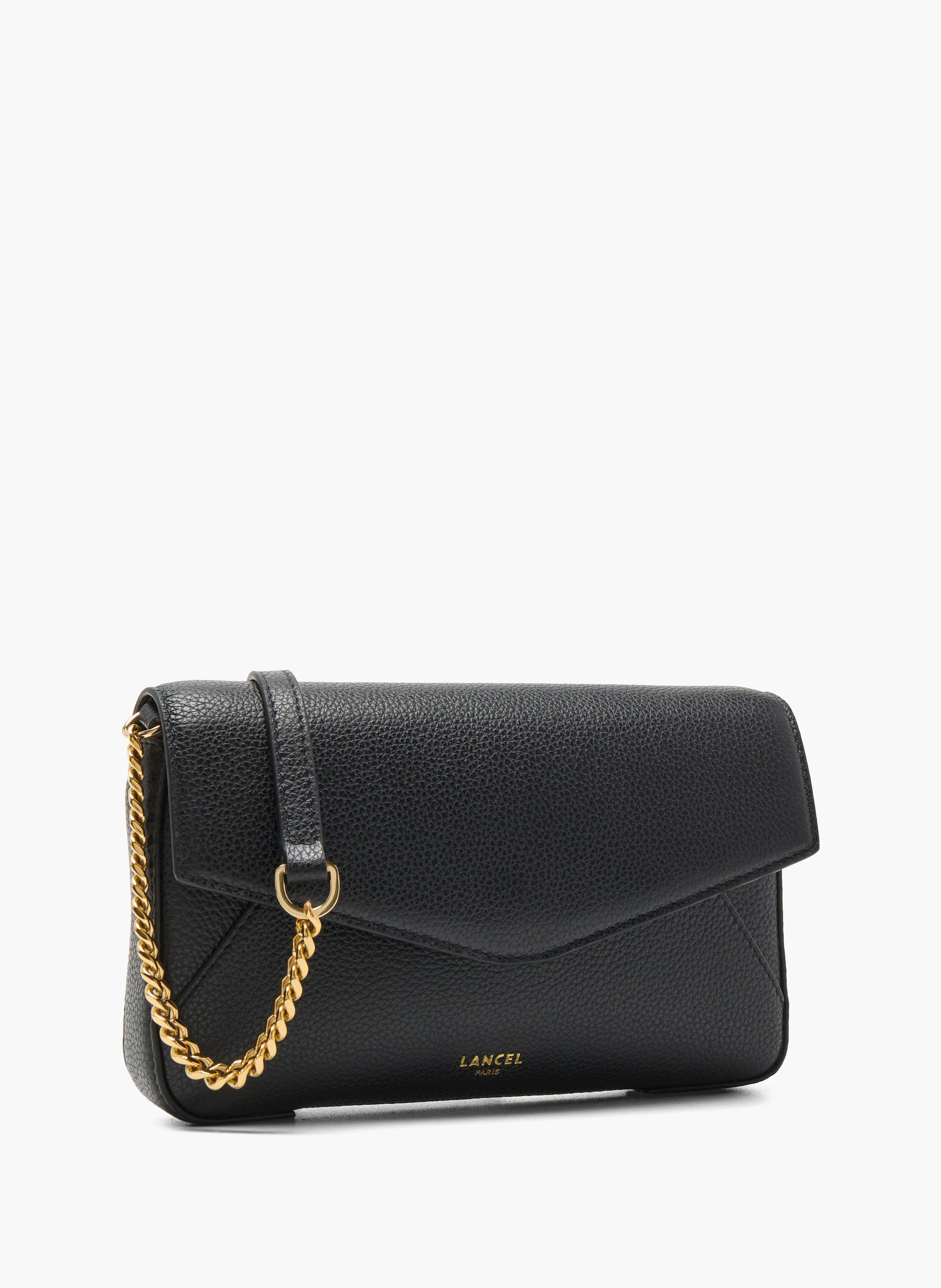 Pochette chaine avec porte-cartes amovible enveloppe de lancel en cuir LANCEL Noir