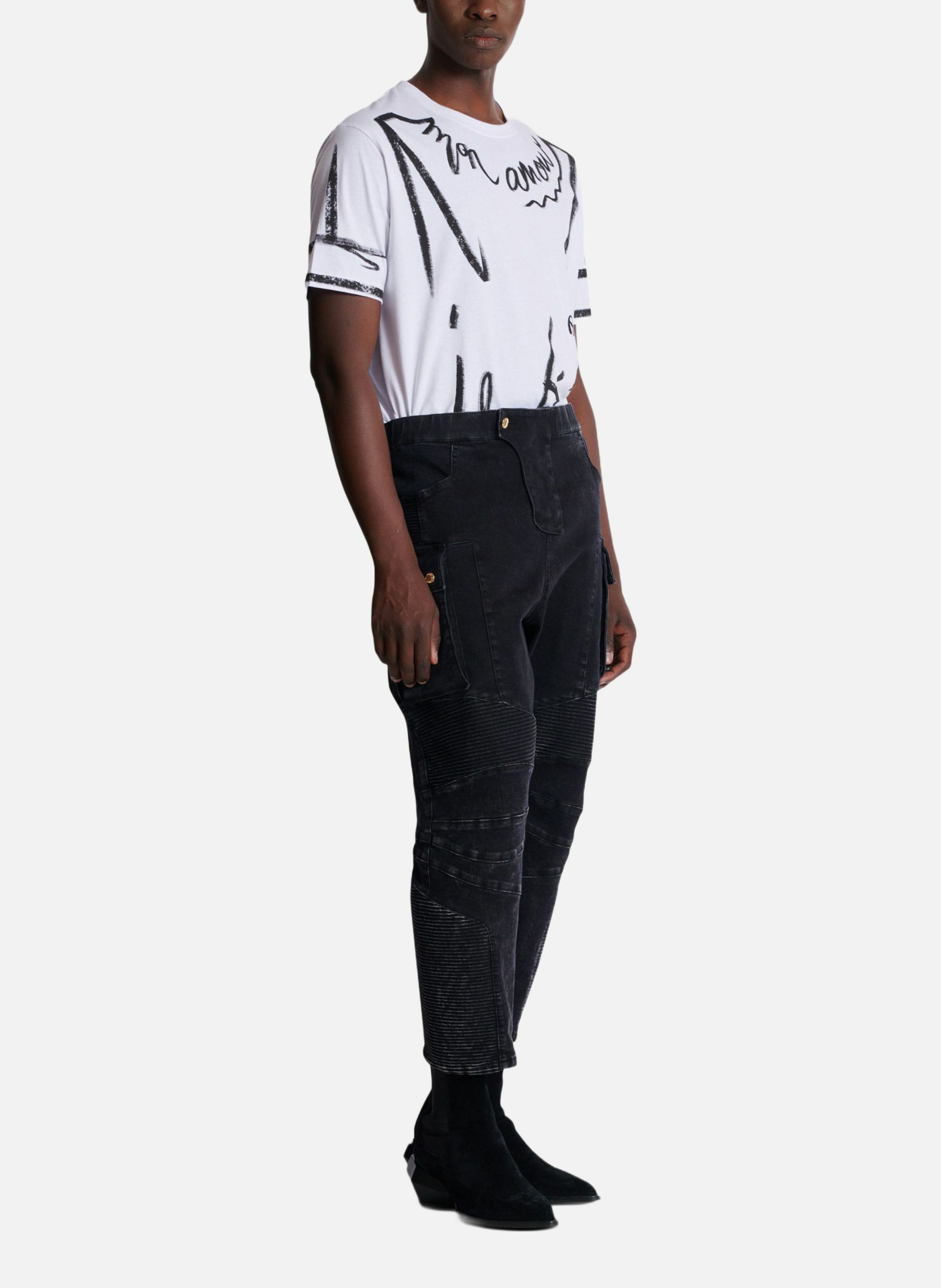 Jean cargo en denim BALMAIN Noir