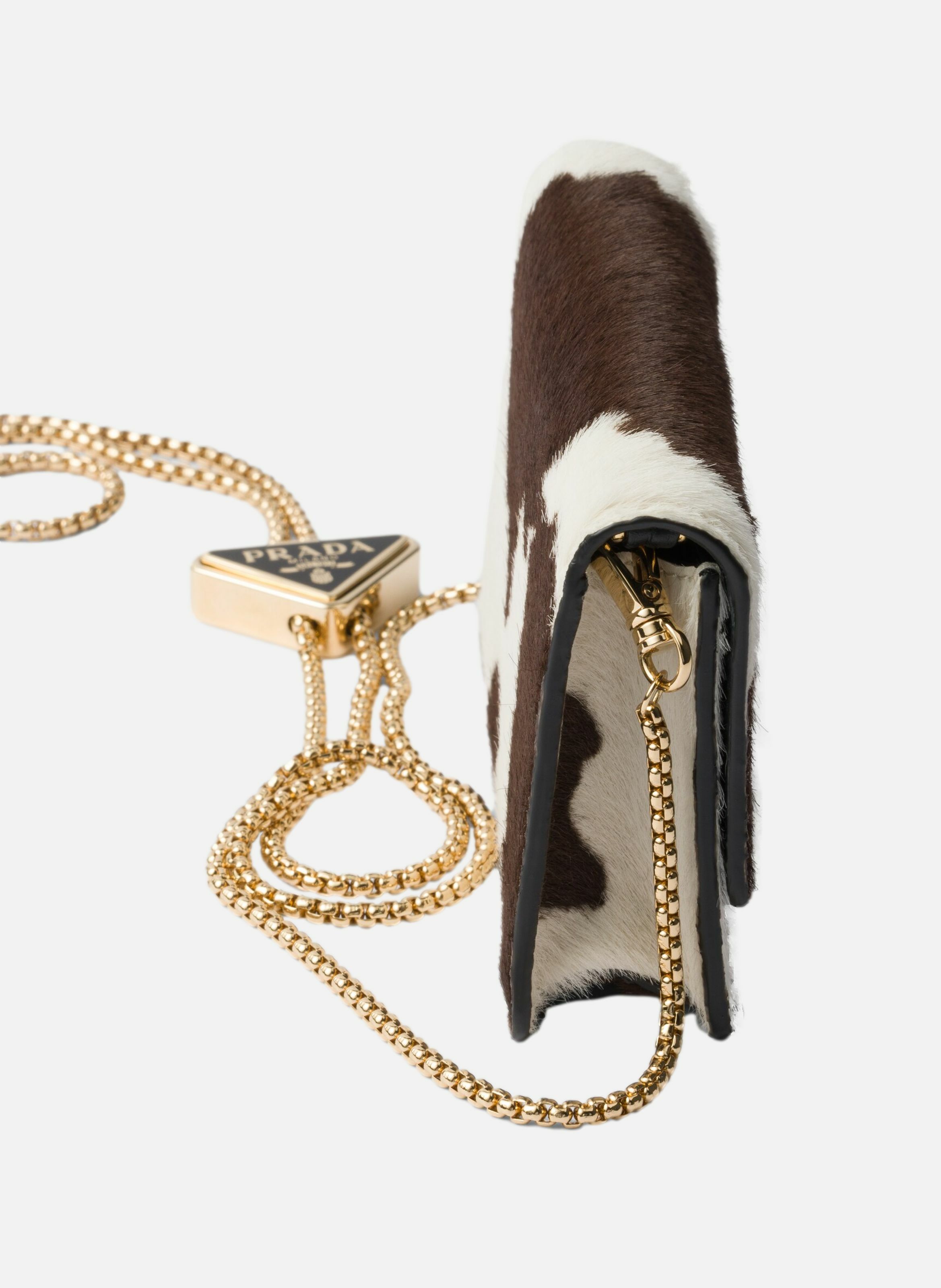 Porte-cartes en cuir imprimé avec bandoulière PRADA Blanc