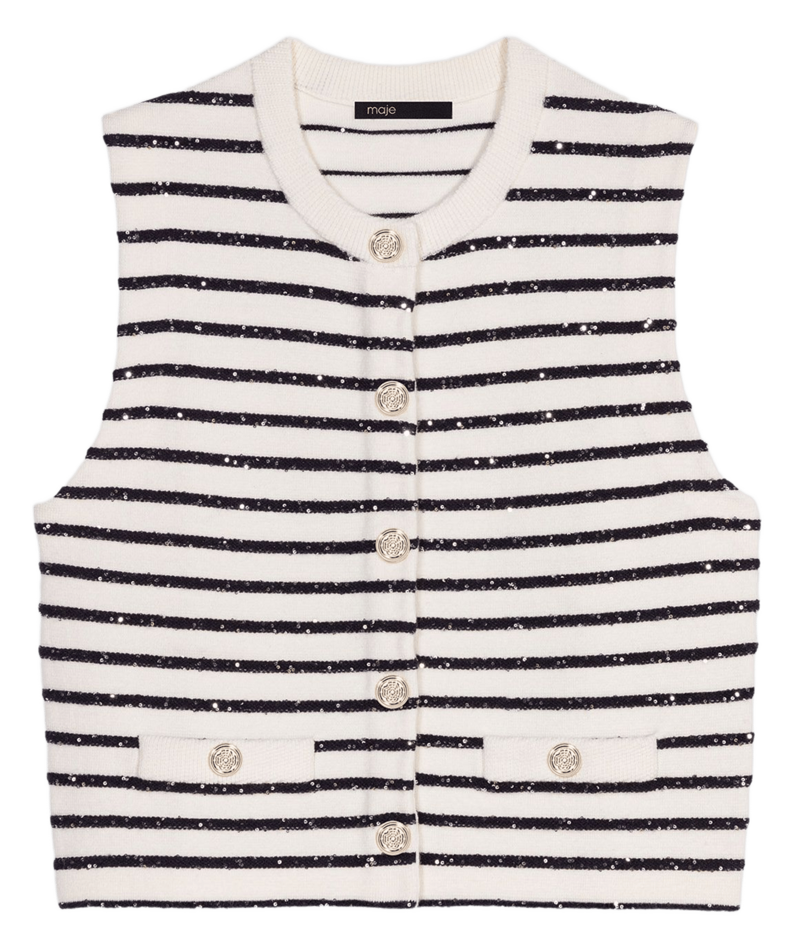 Gilet col rond MAJE Blanc