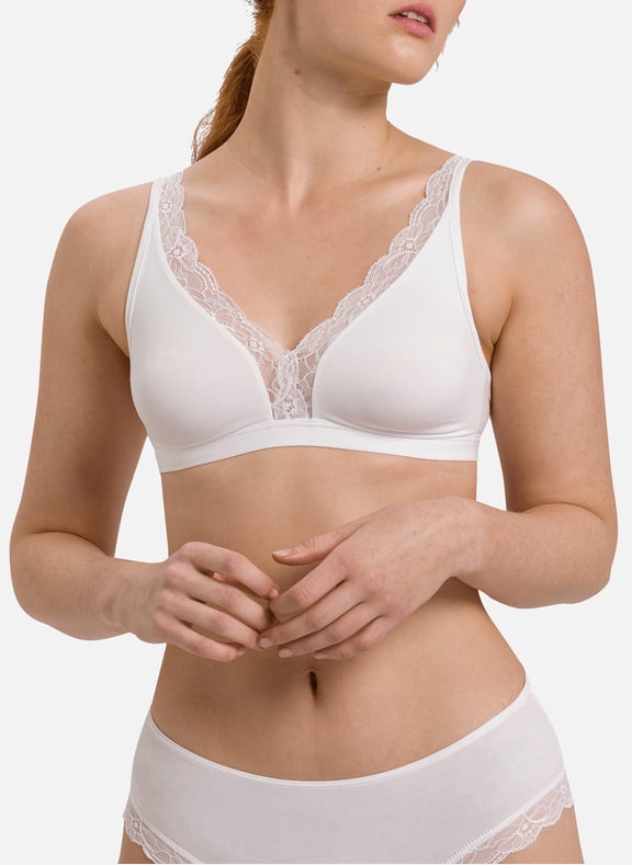 Wireless bra with lace White by HANRO HANRO Wireless bra with lace White