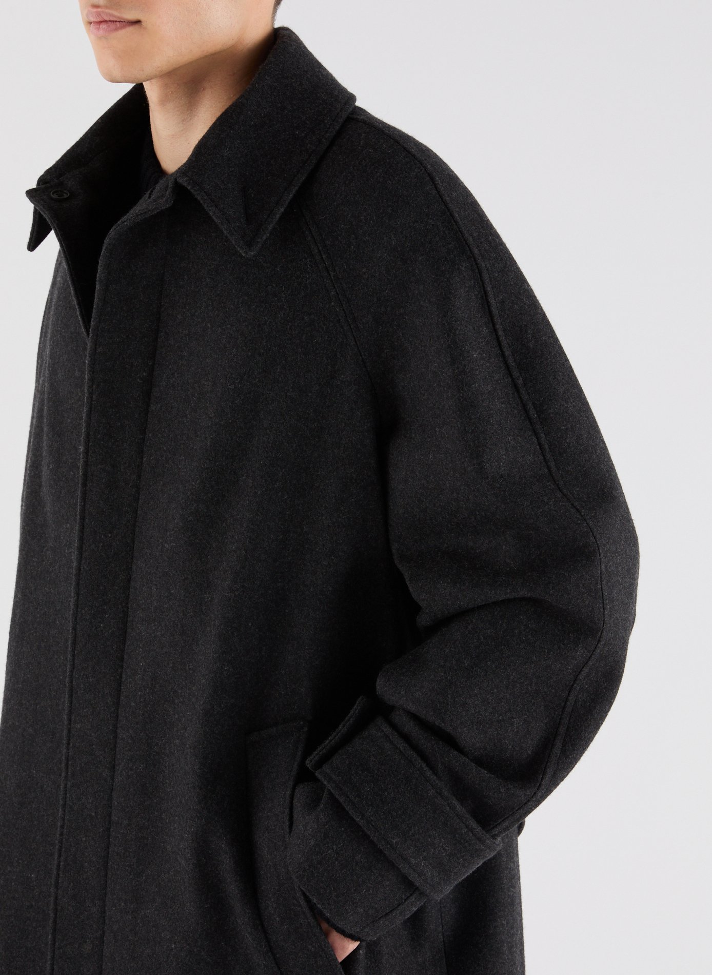 Long classic collar wool coat SAISON 1865 Grey