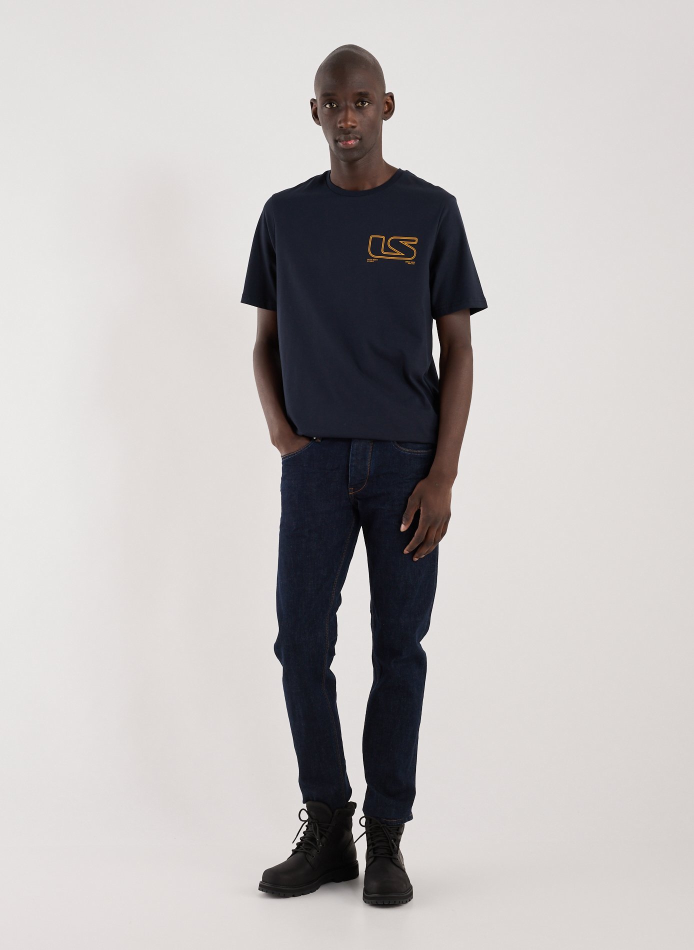 Biker-style cotton t-shirt LYLE & SCOTT Blue