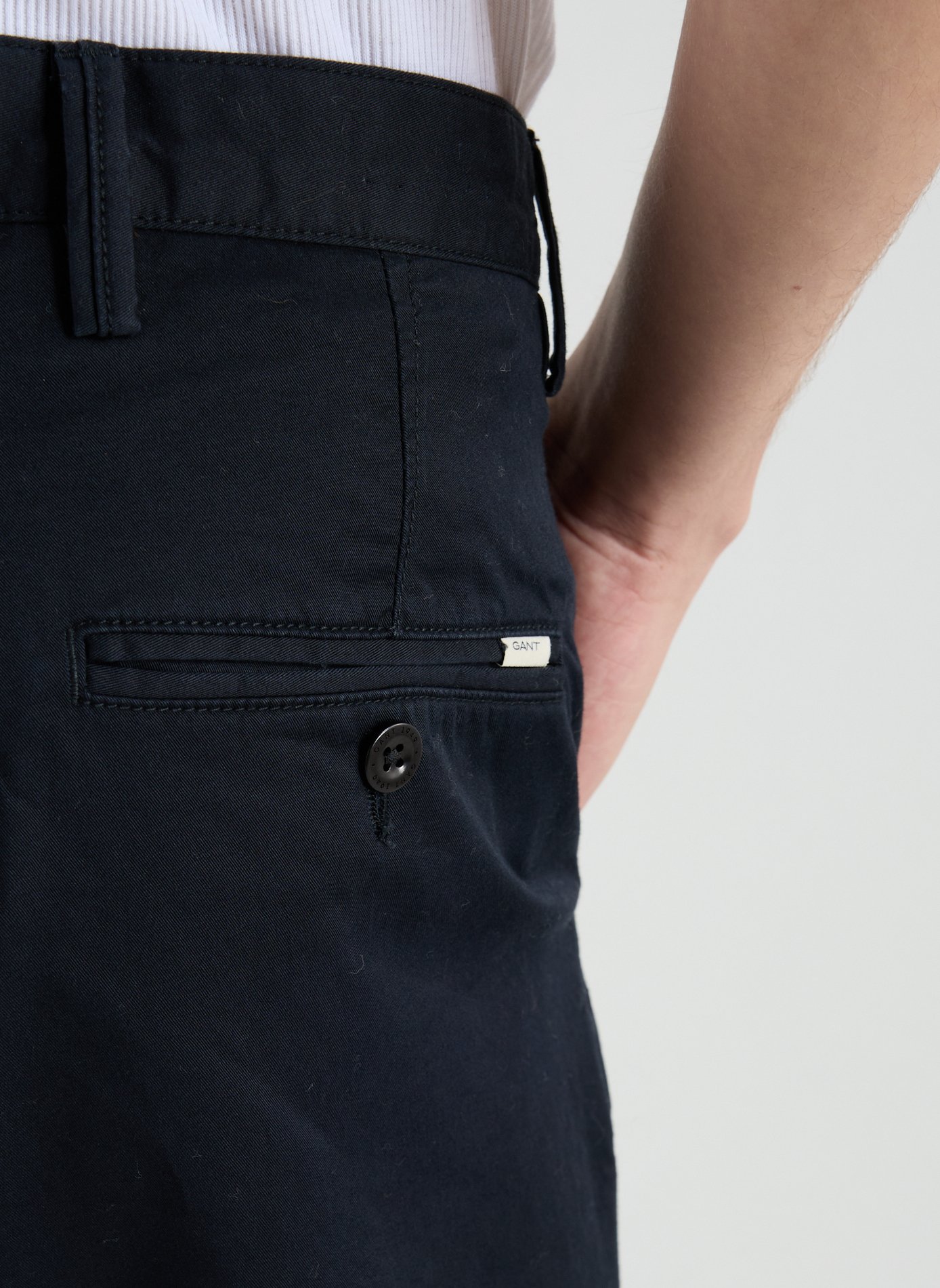 Cotton and linen chino trousers GANT Black