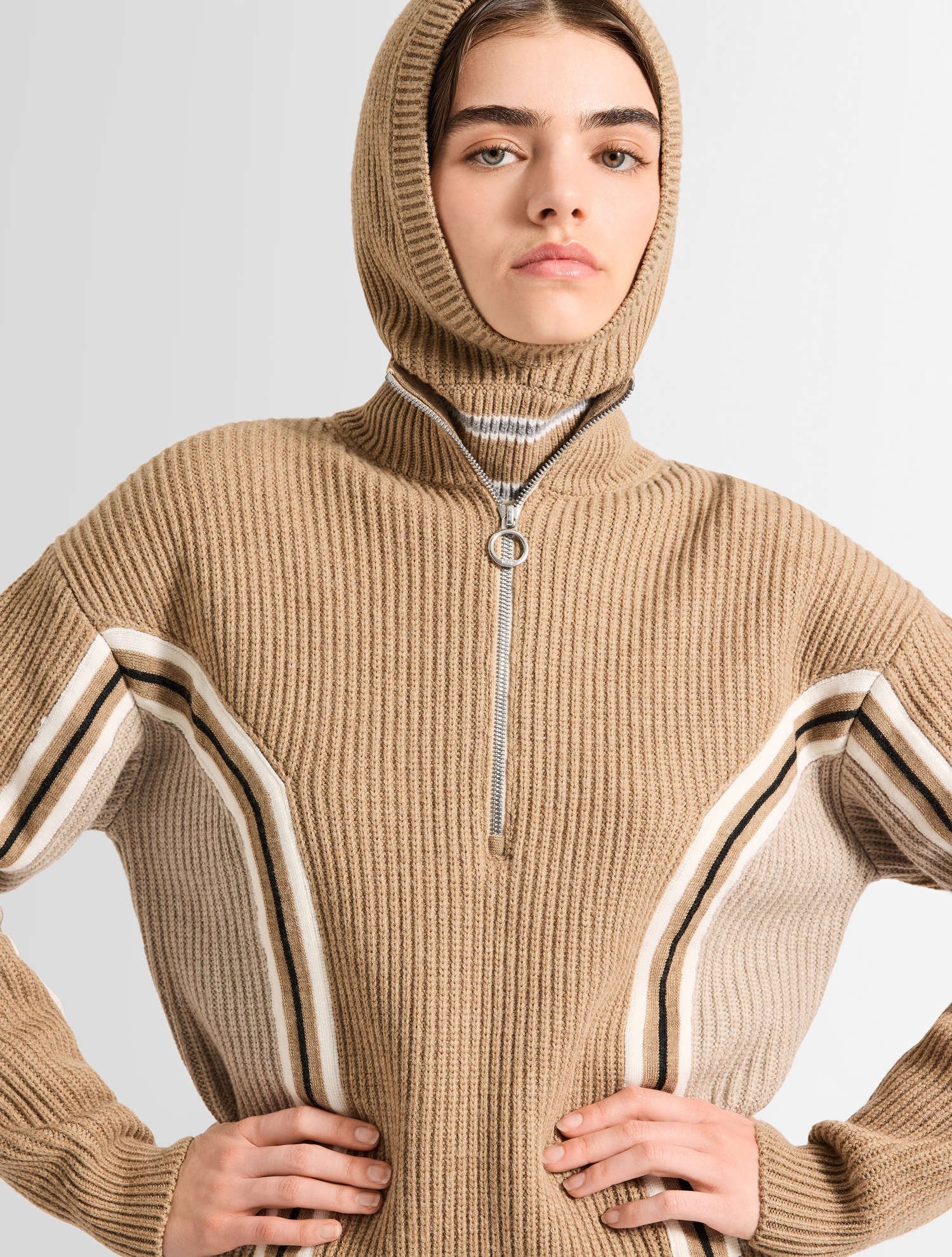 Pull mirala col montant coupe regular FUSALP Beige