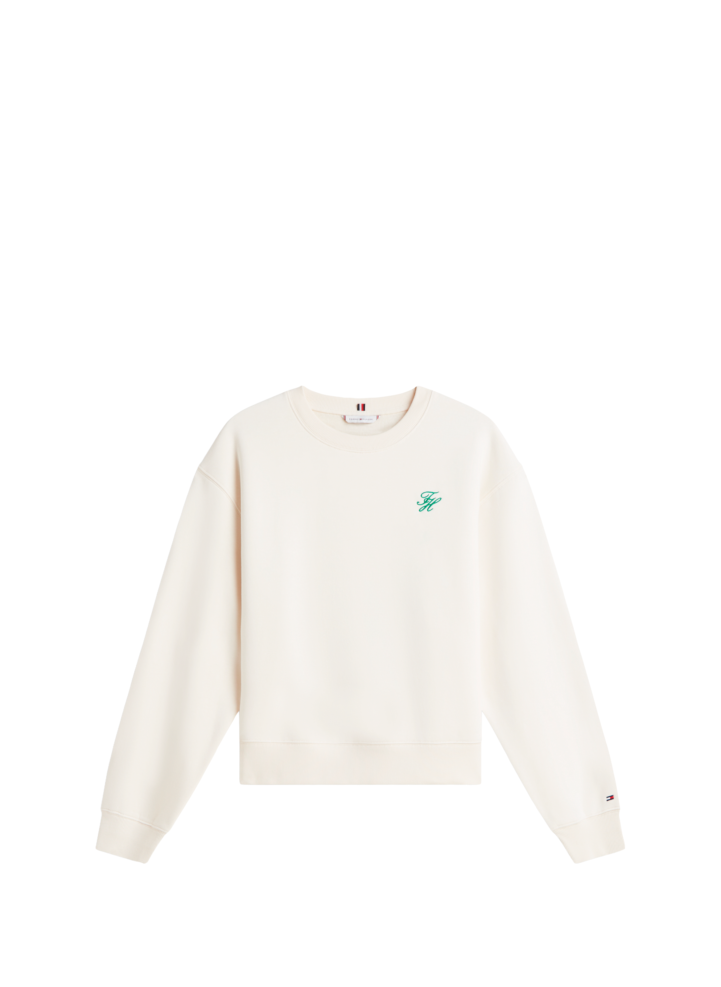 Sweat droit à broderie en coton mélangé TOMMY HILFIGER Beige