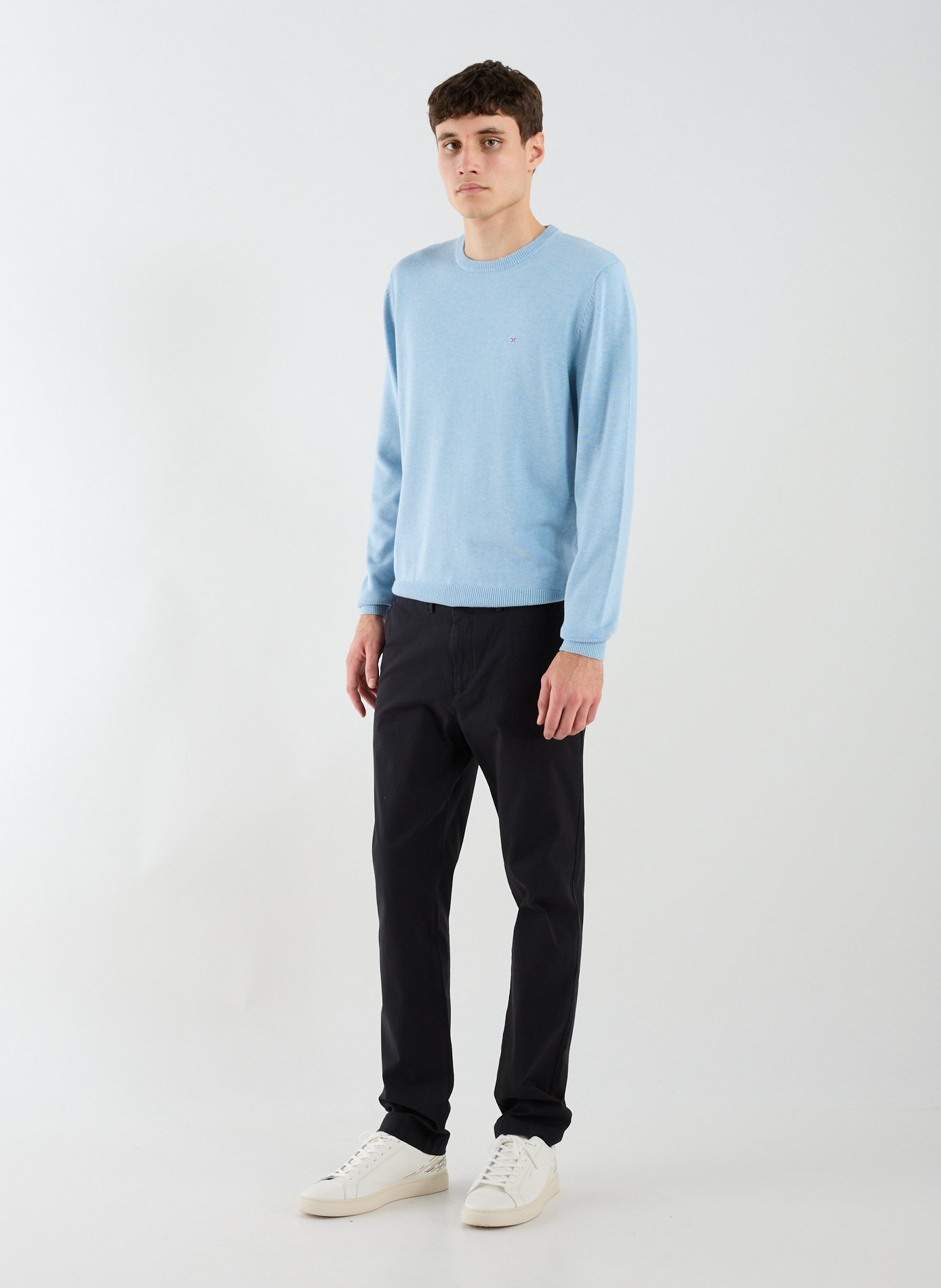 Round neck wool and cotton sweater EDEN PARK Blue
