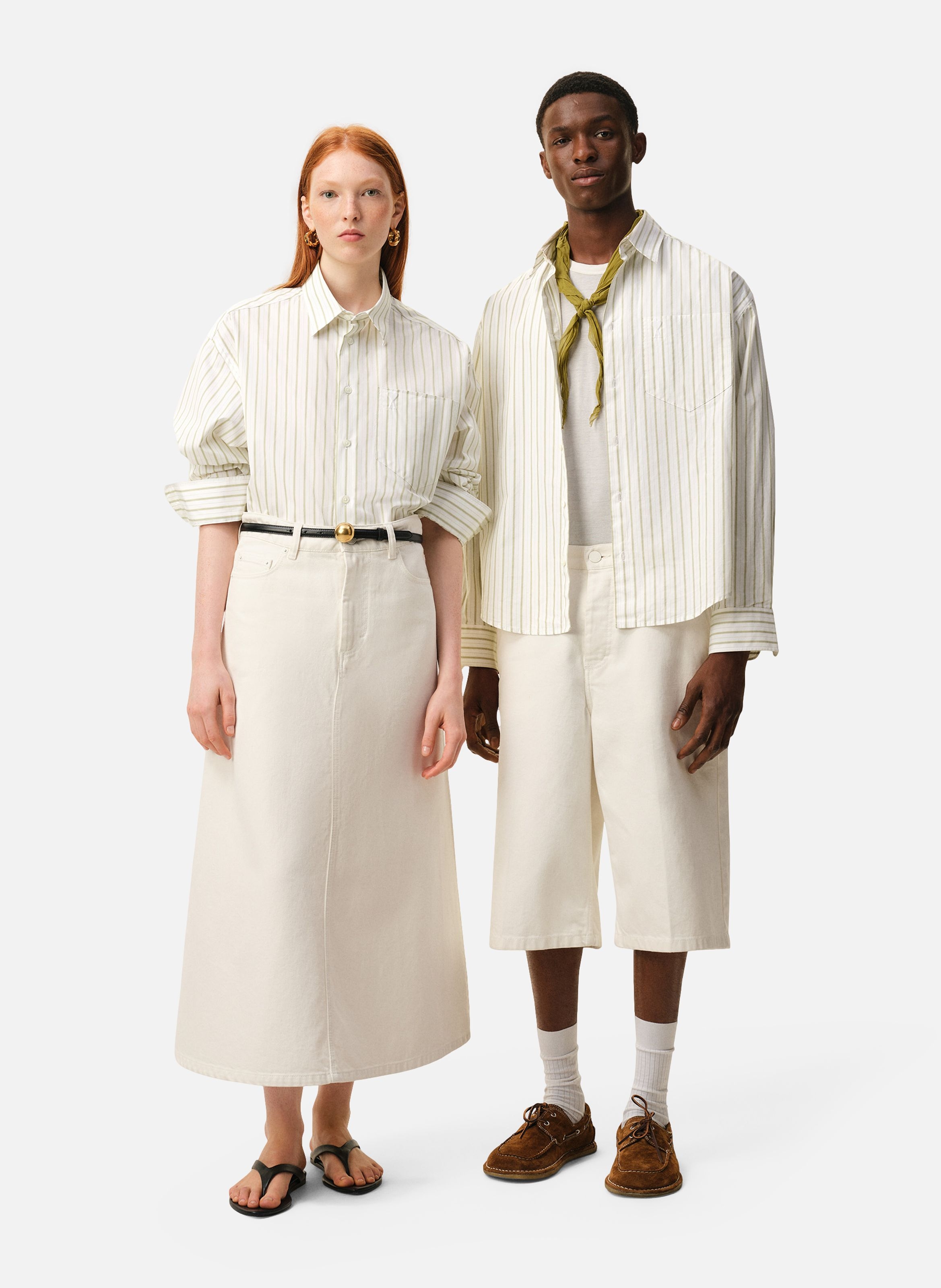 Chemise boxy manches longues ami de coeur unisexe en coton AMI PARIS Blanc