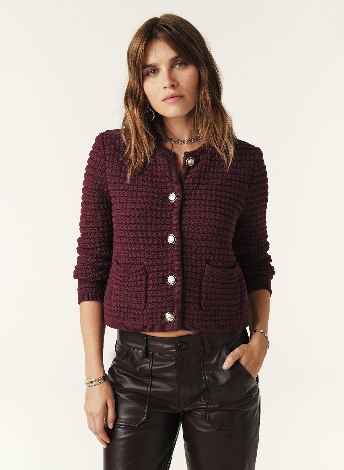 Gilet manches longues en coton mélangé gaspard BA&SH Violet