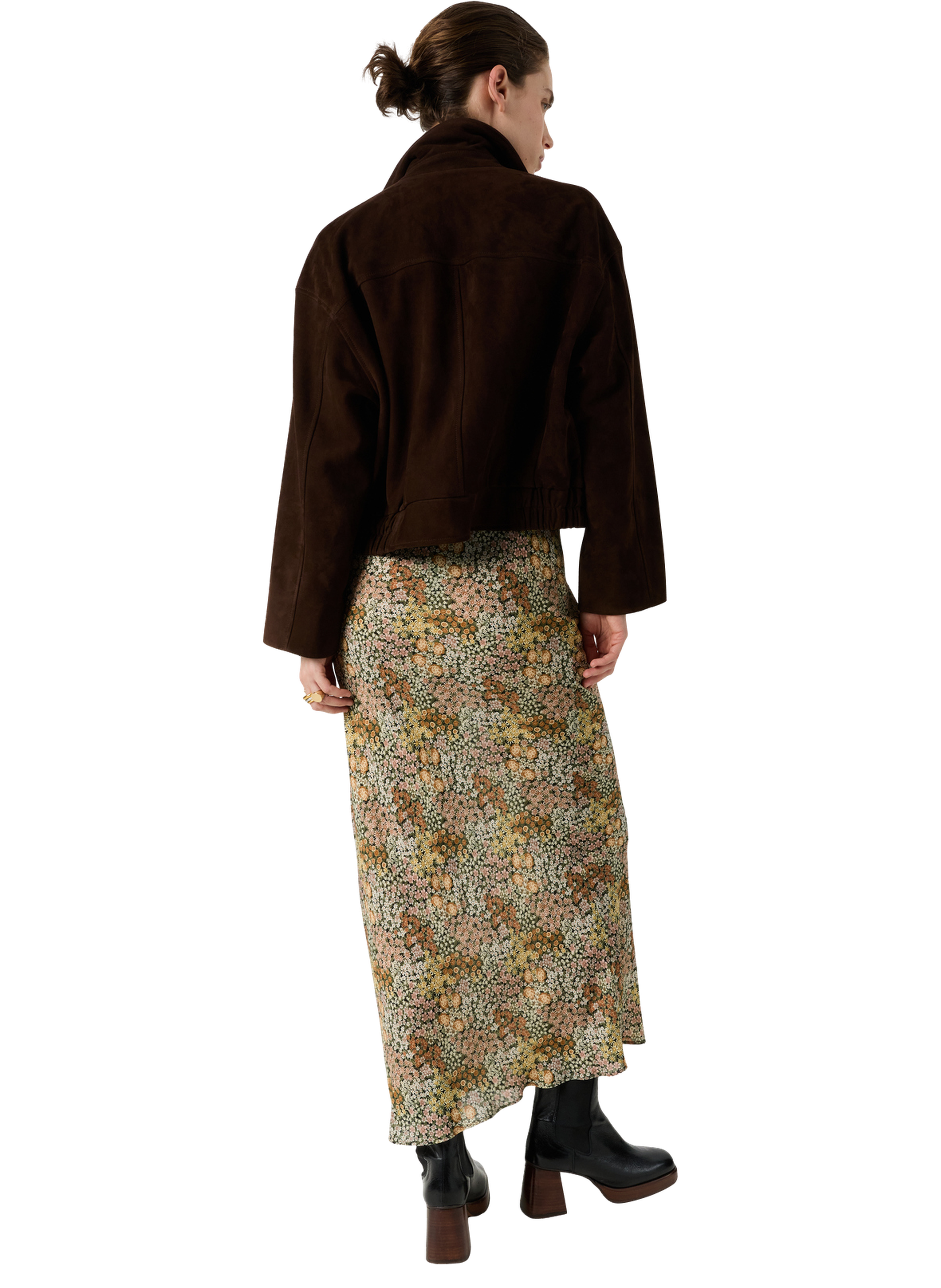 Blouson aviateur en cuir velours - tao GERARD DAREL Marron