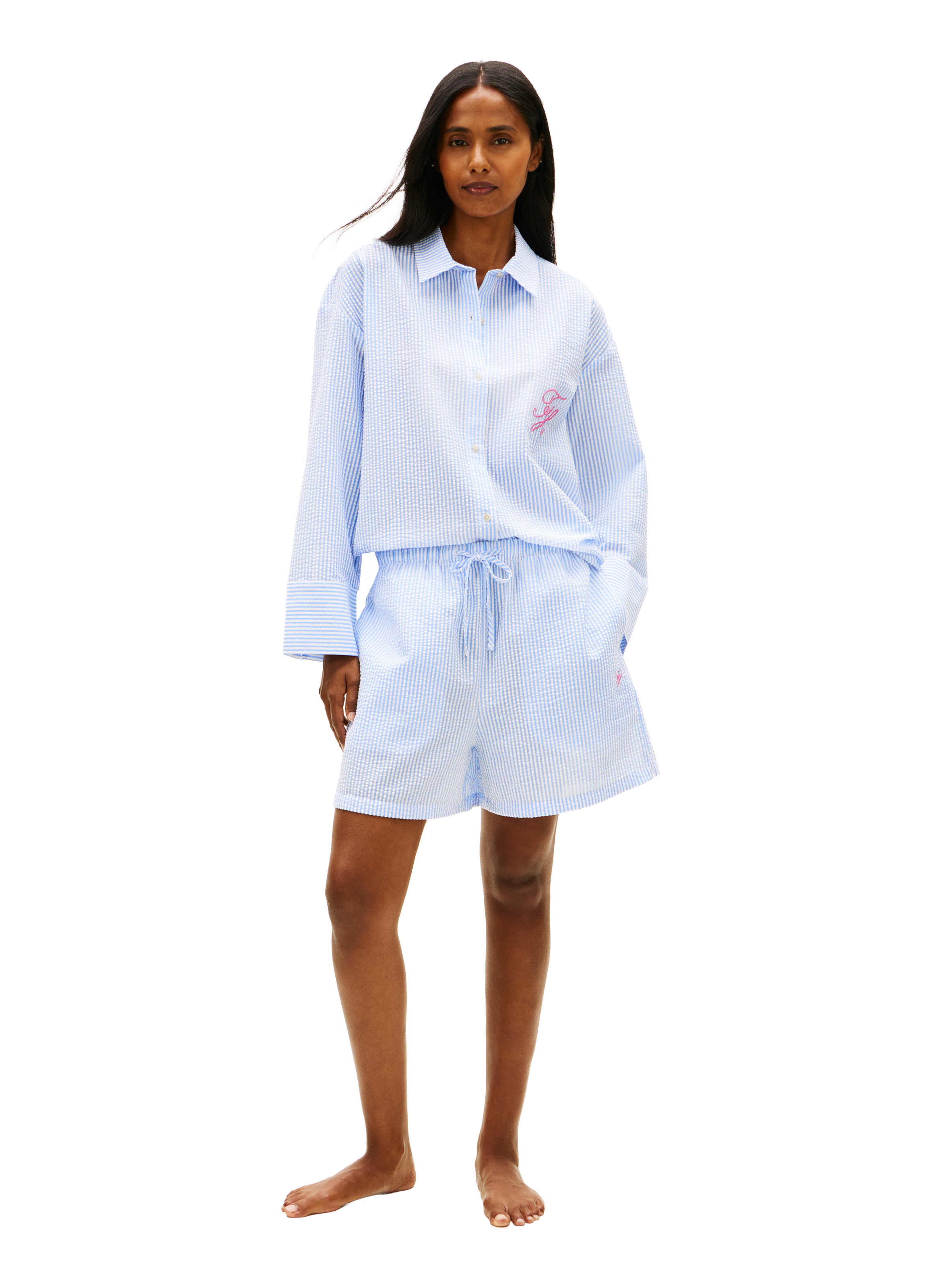 Striped oversized t-shirt with embroidered logo TOMMY HILFIGER Blue