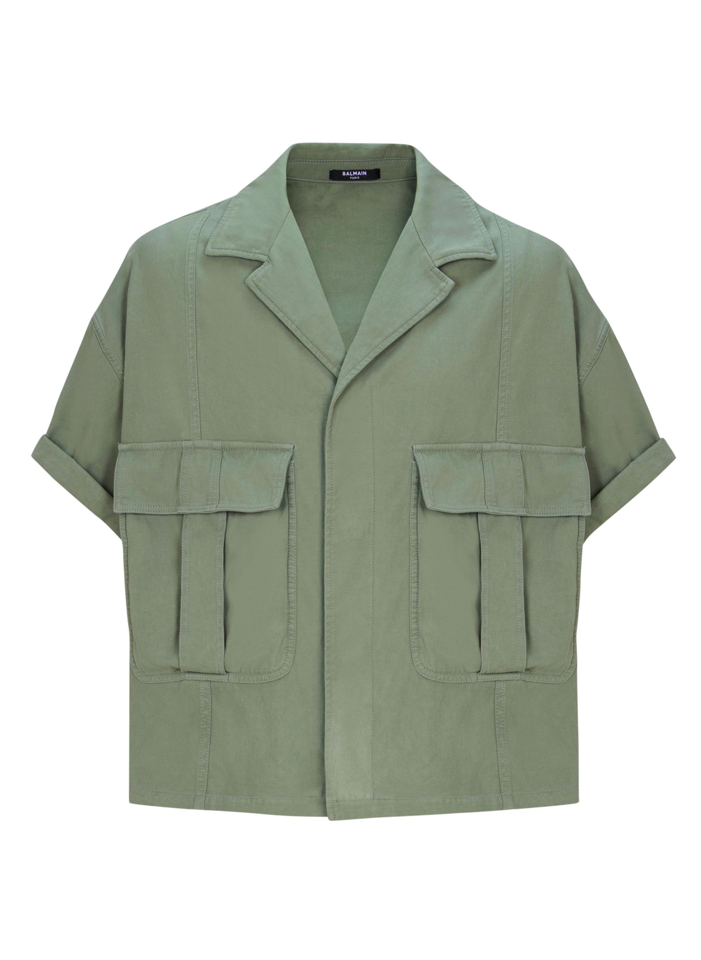 Chemise utility en coton BALMAIN Vert