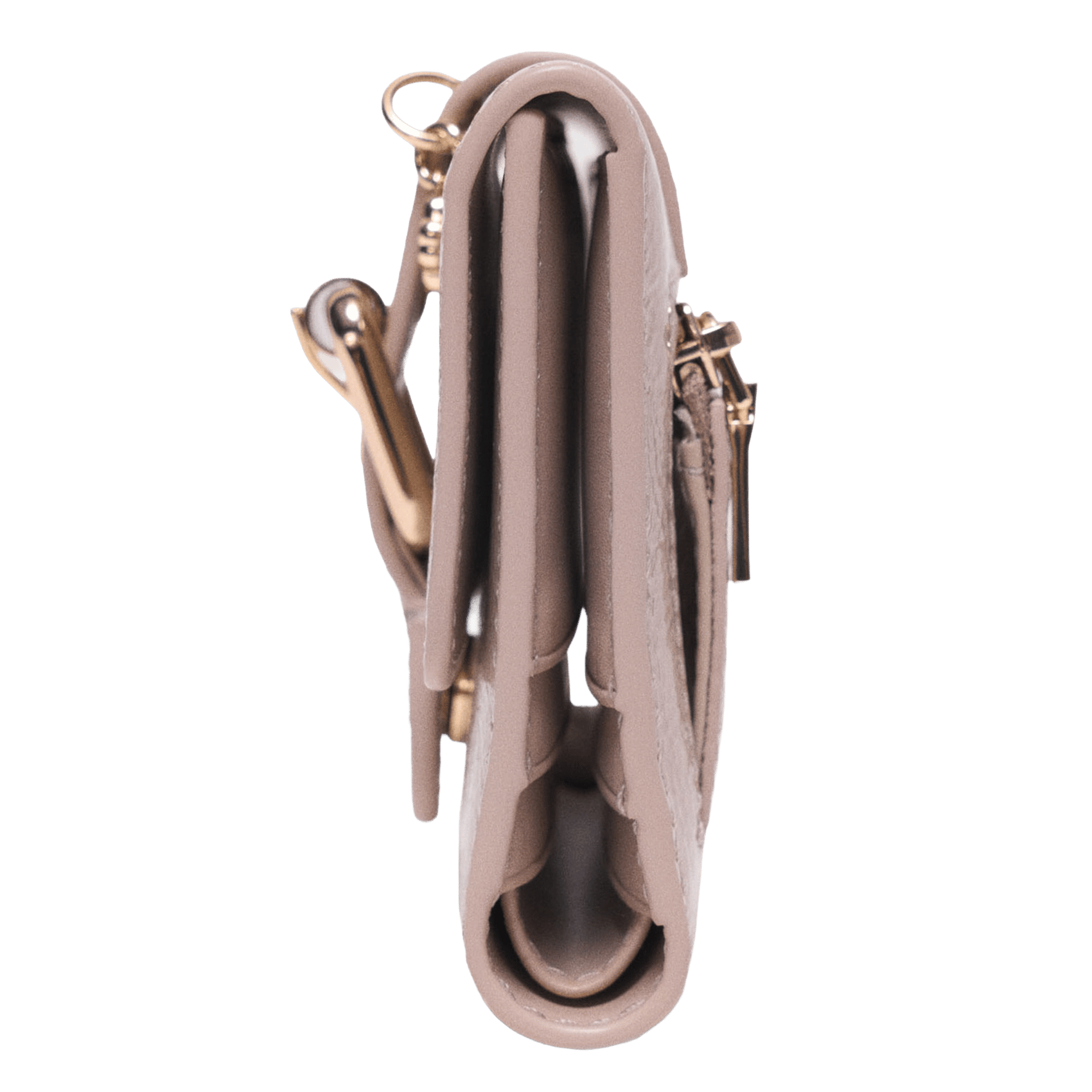 Portefeuille à rabat uni en cuir miss m MAJE Beige