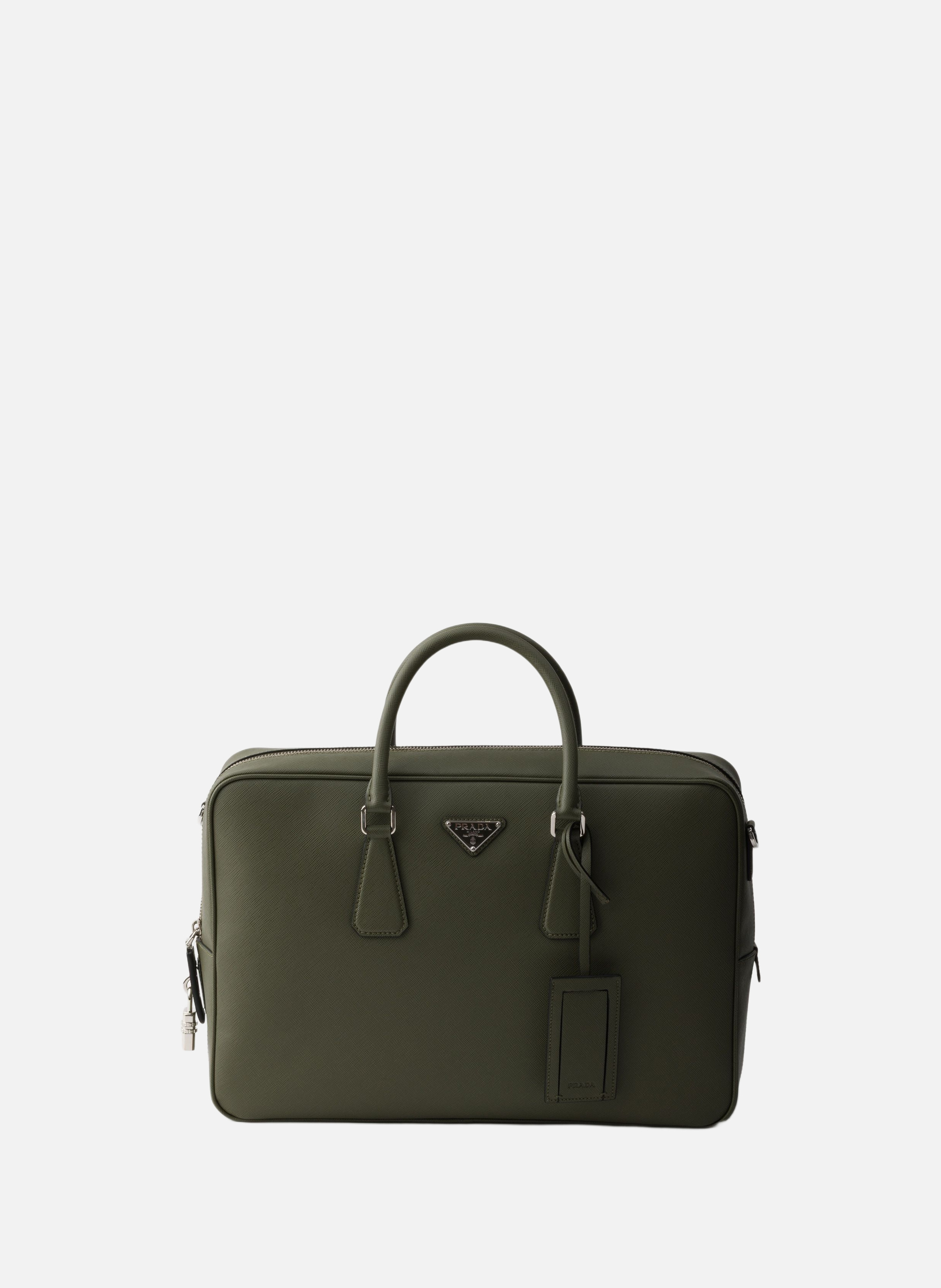Mallette en cuir saffiano PRADA Vert