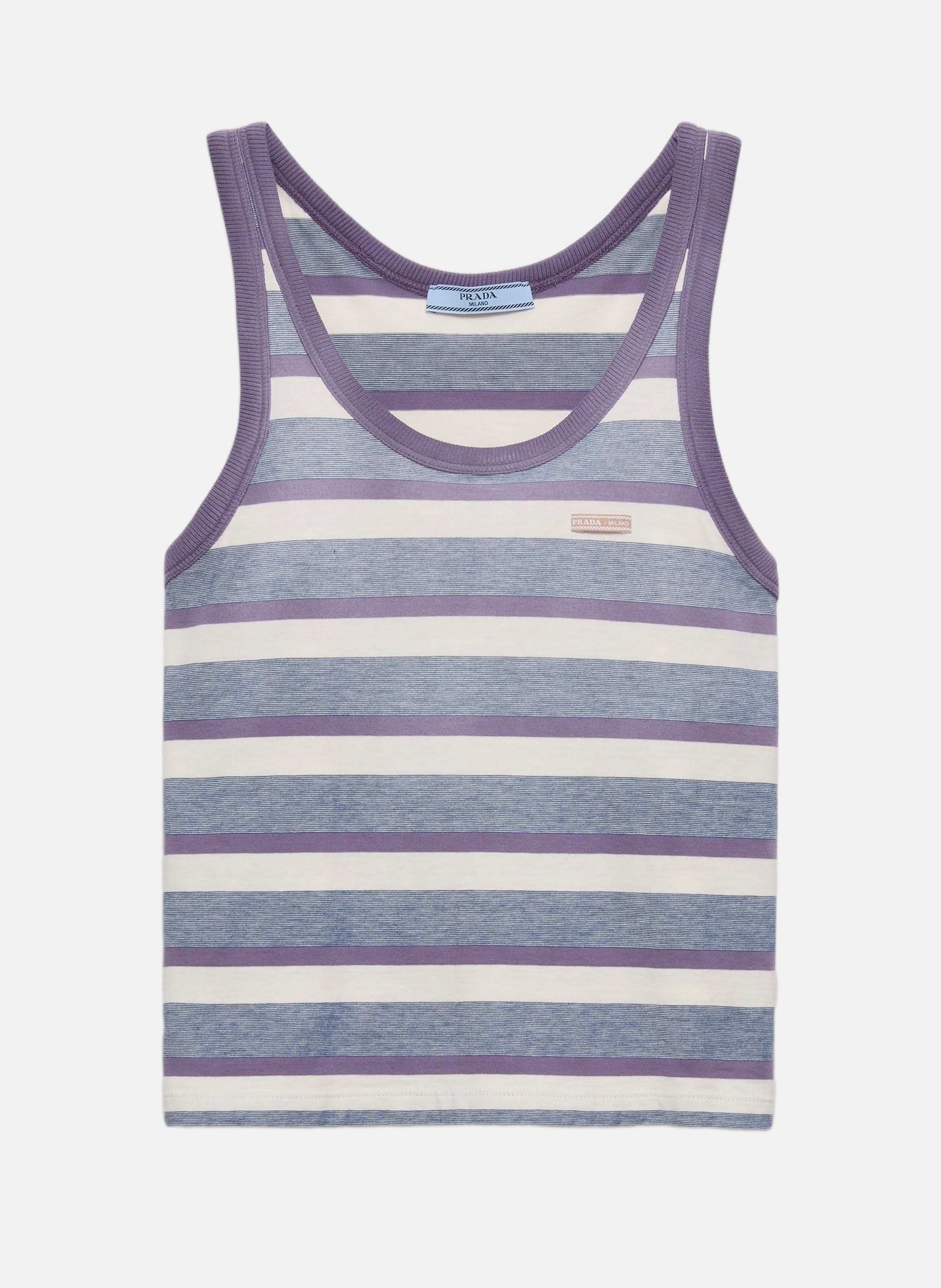 Débardeur en jersey à rayures bayadère PRADA Bleu