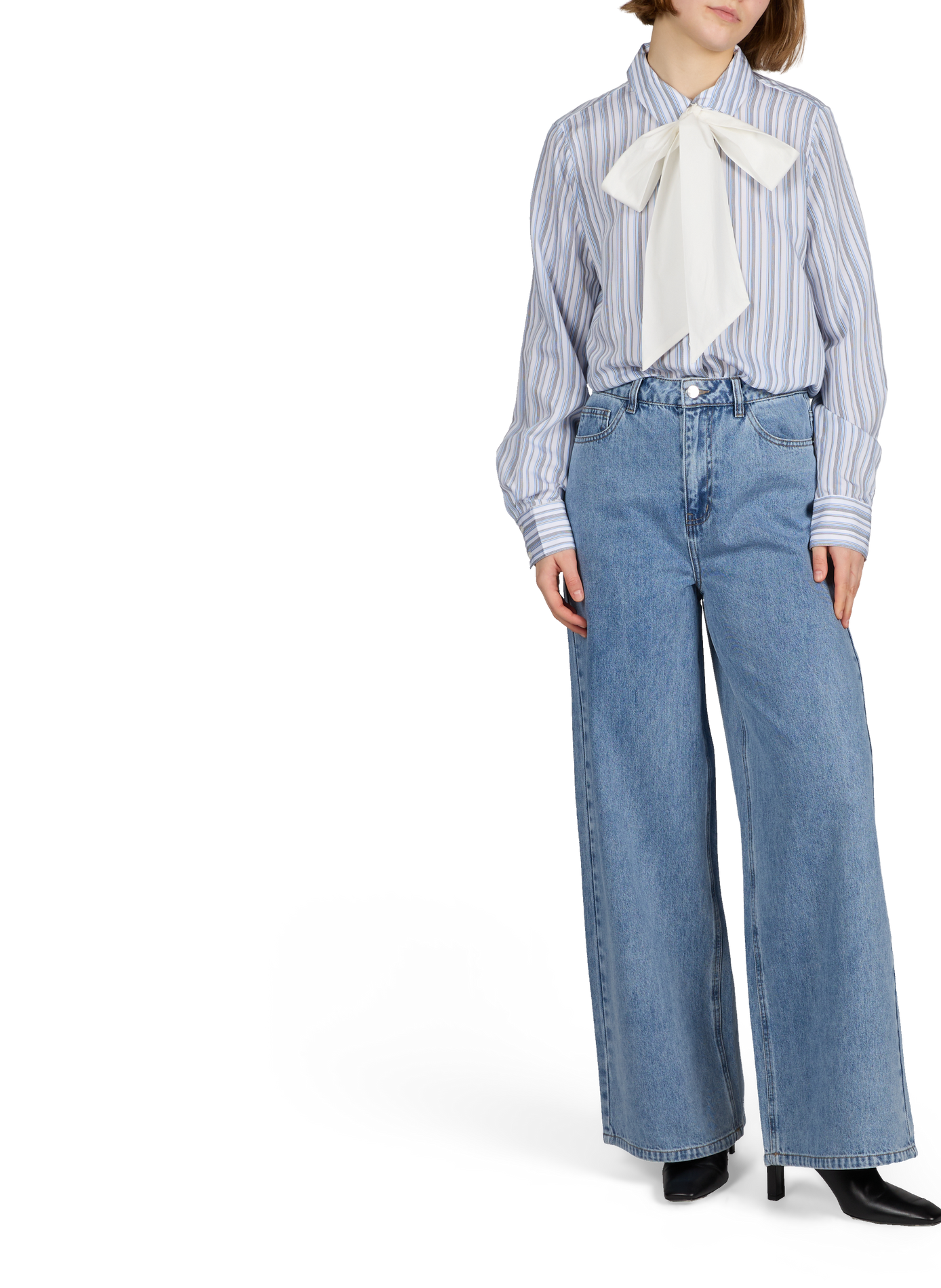 Chemise à rayures avec noeud OBJECT Blanc