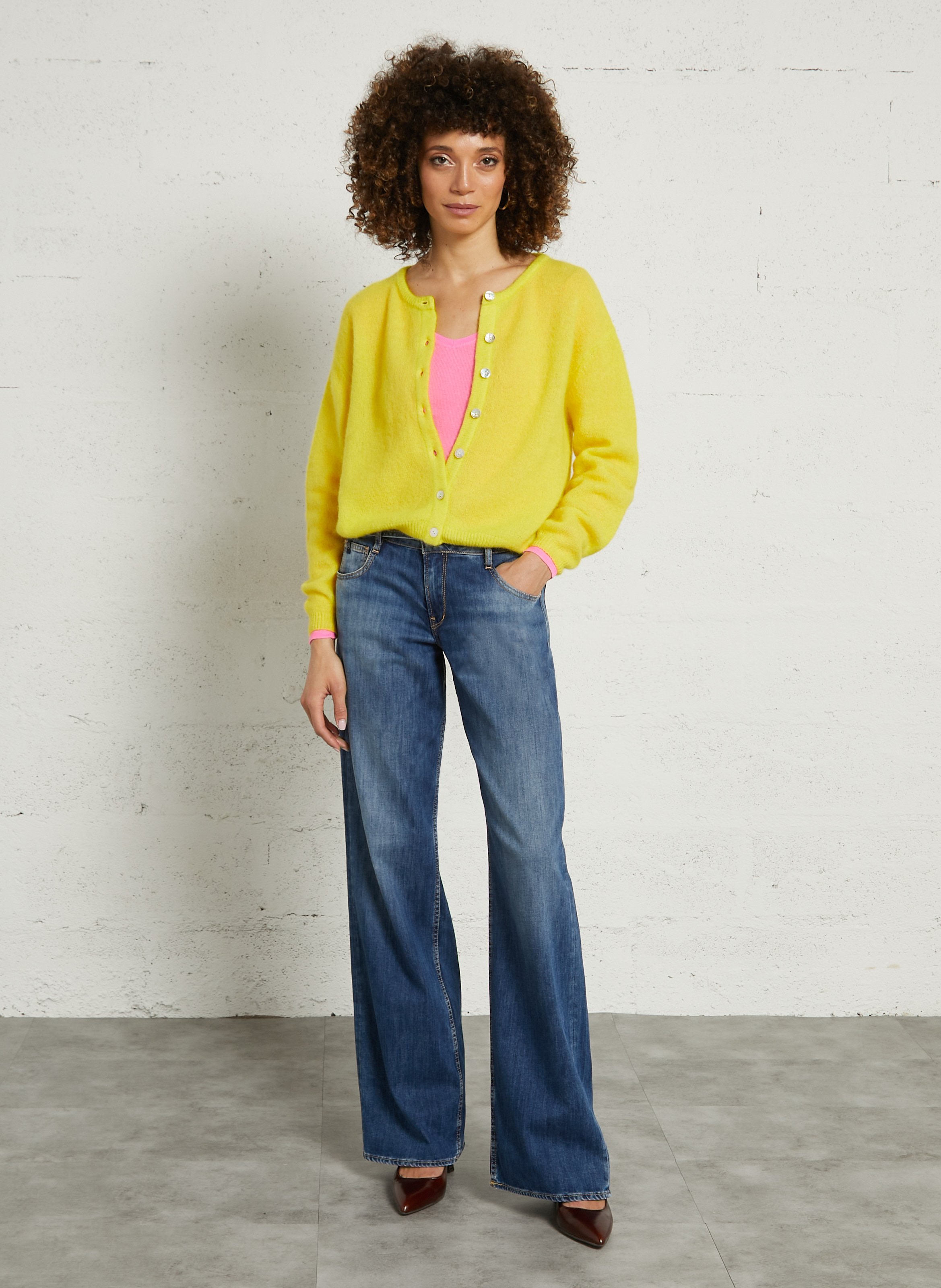 Gilet ample col rond en laine mélangée vitow AMERICAN VINTAGE Jaune