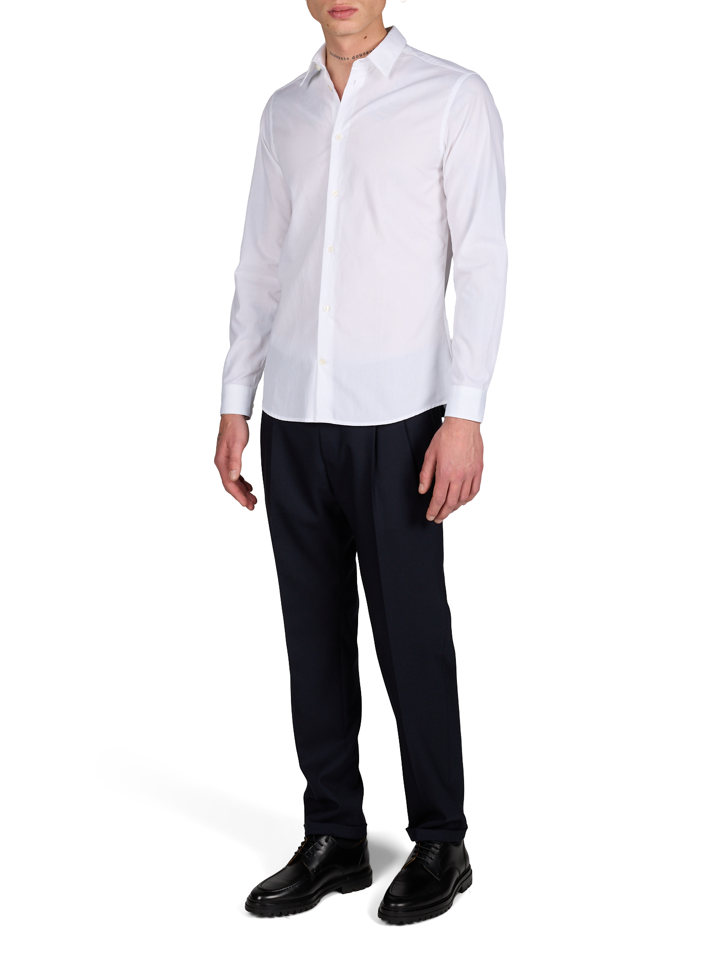 Chemise droite col classique en coton AU PRINTEMPS PARIS Blanc