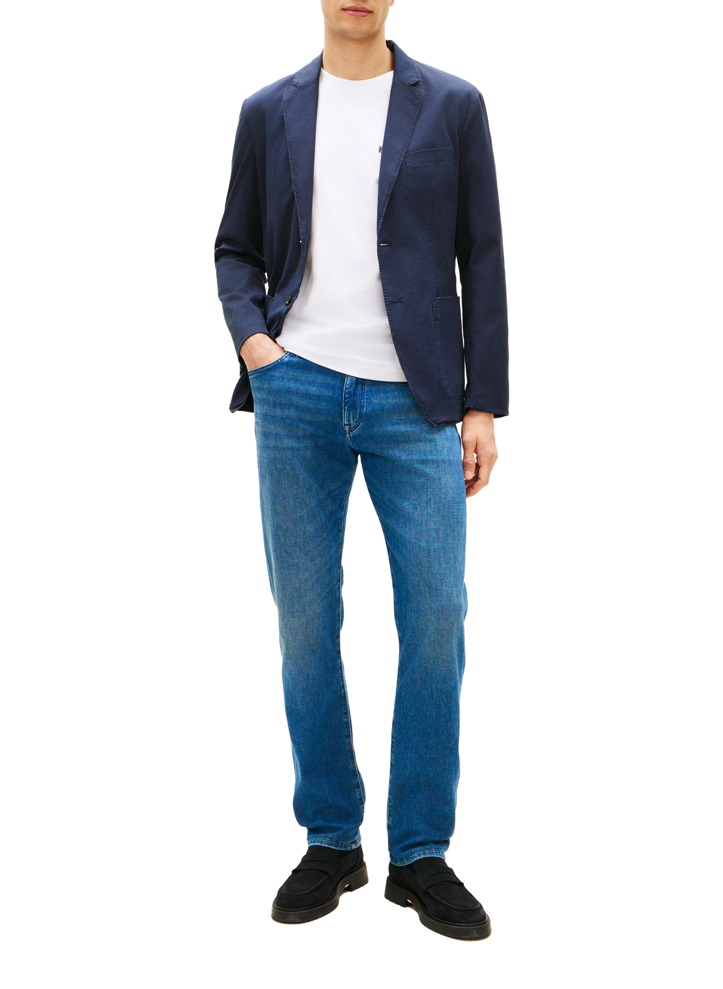 Jean slim droit Denton en coton mélangé TOMMY HILFIGER Bleu