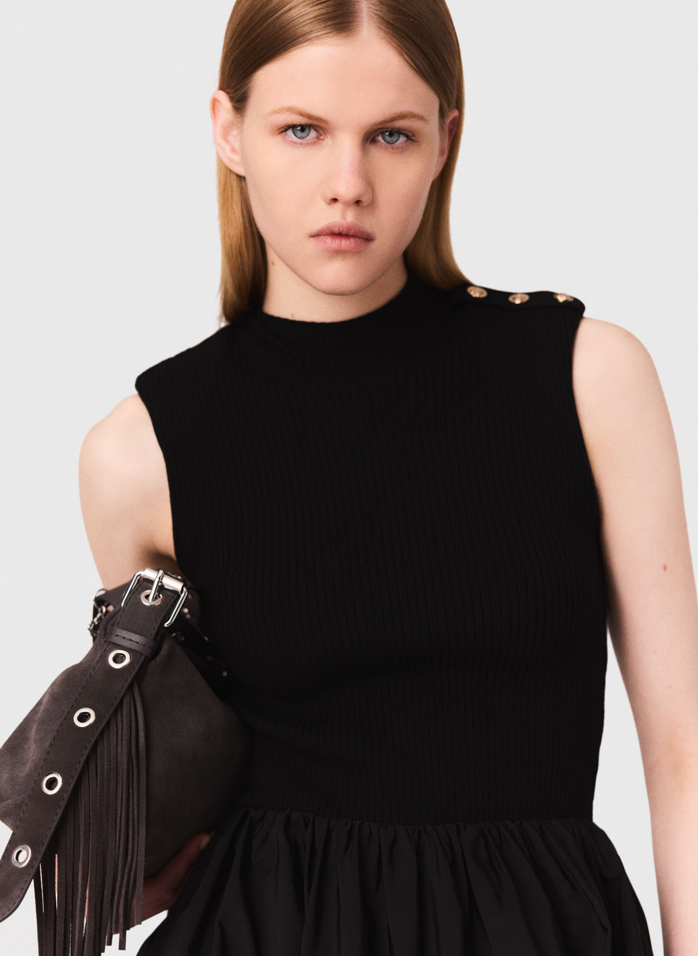 Robe courte à col montant MAJE Noir