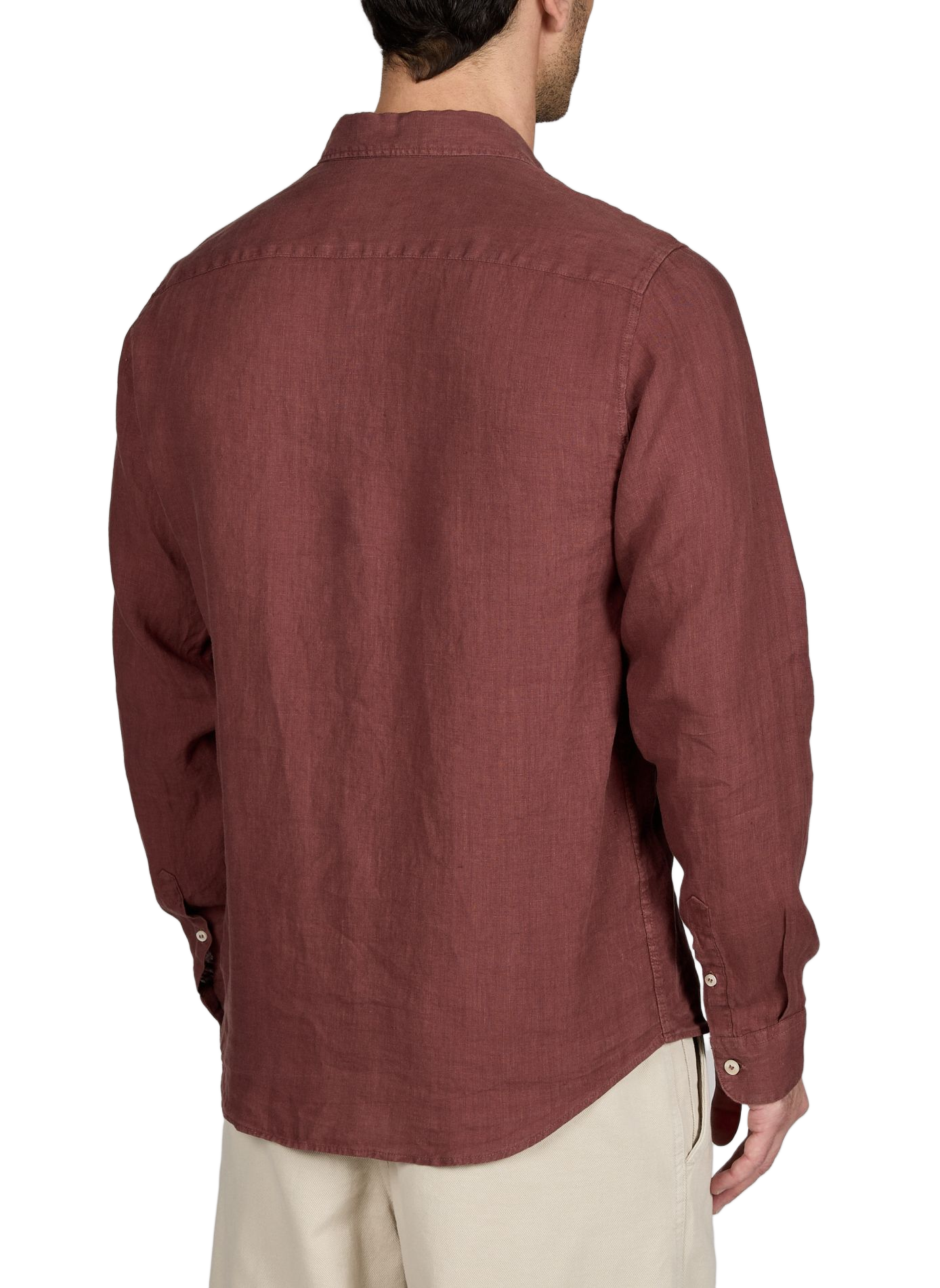 Chemise unie à manches longues en lin LAFAURIE Rouge