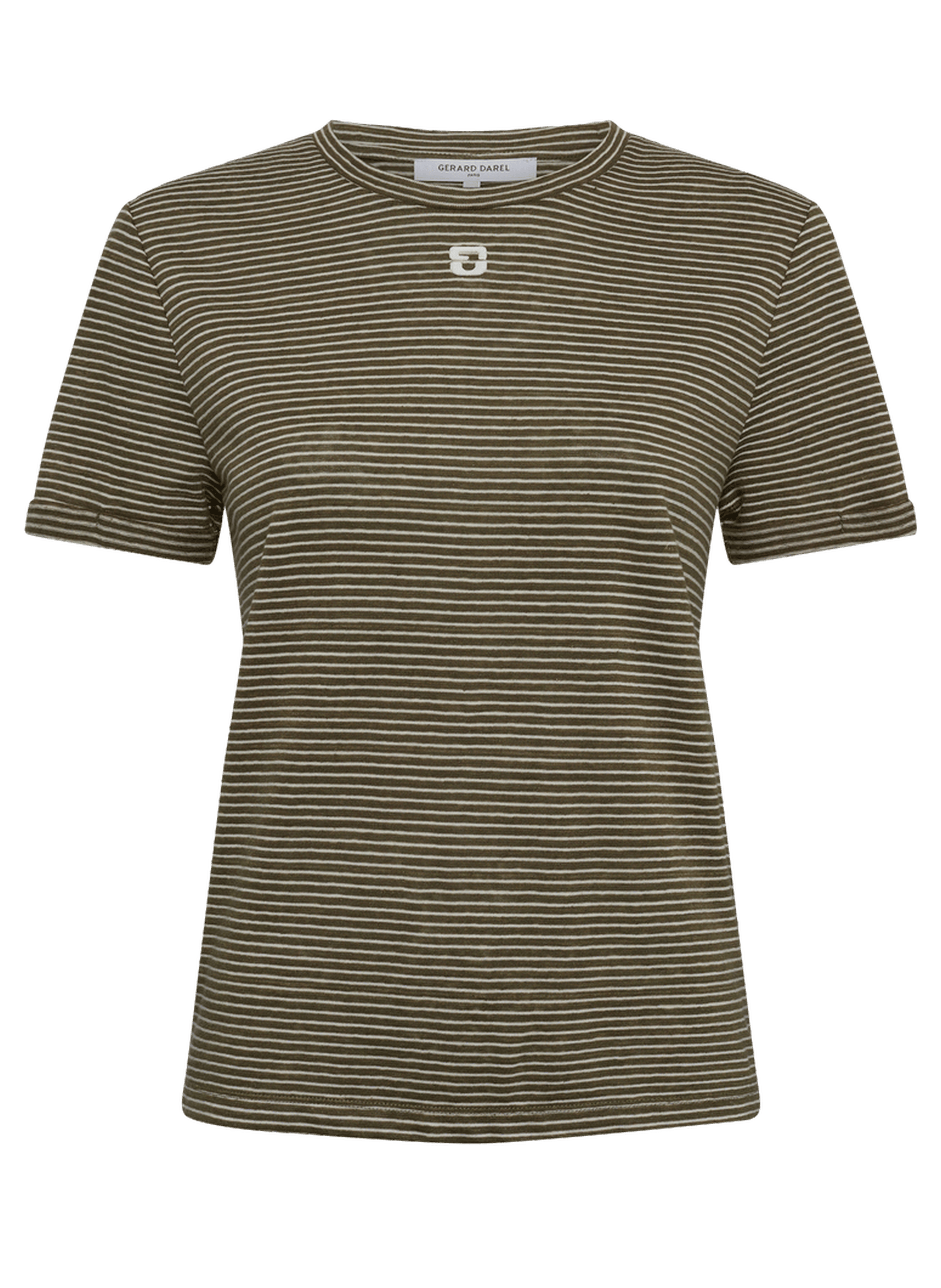 T-shirt rayé en lin et coton - melva GERARD DAREL Vert