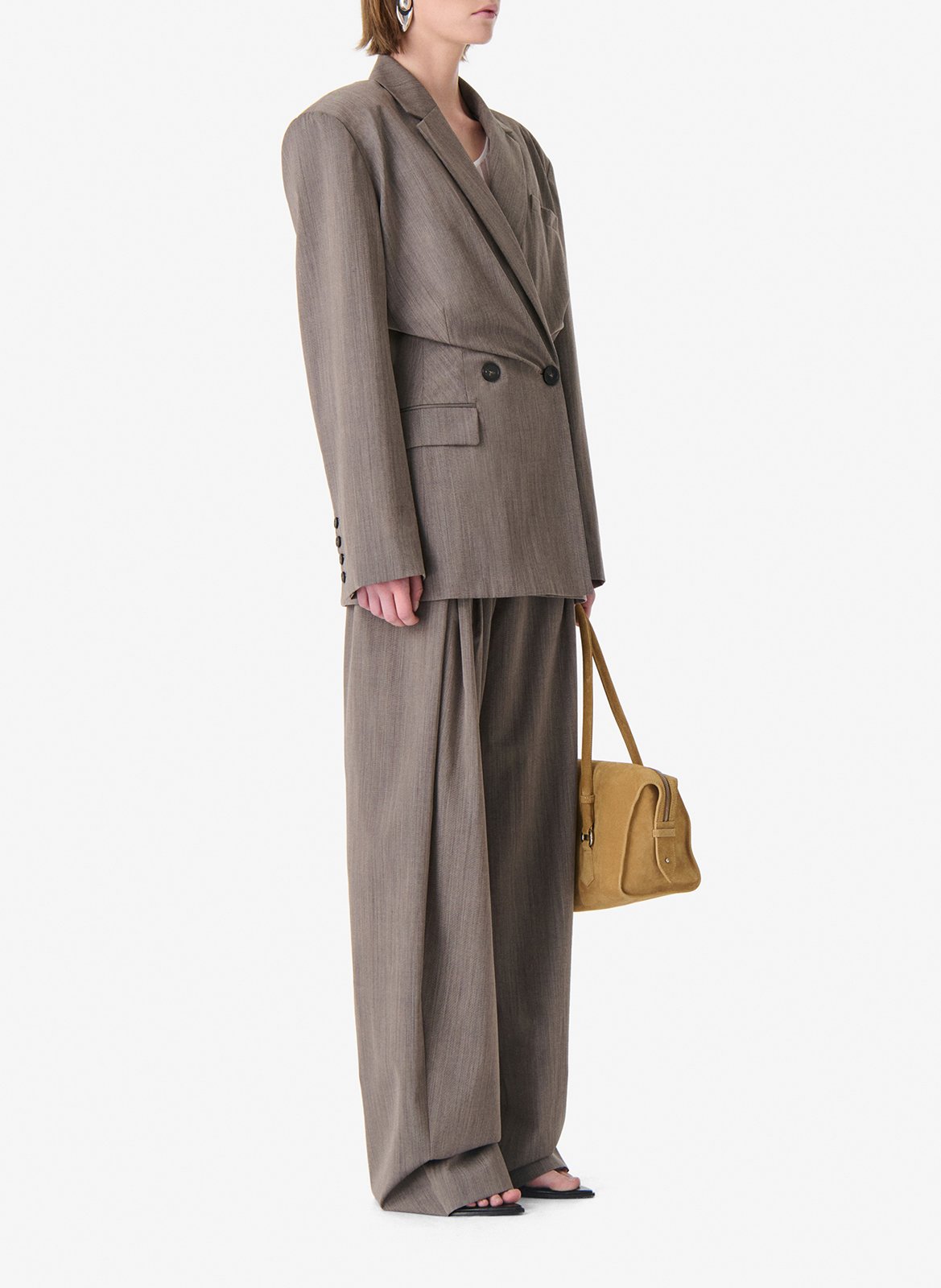 Veste de tailleur cintrée en laine mélangée sunrise IRO Marron