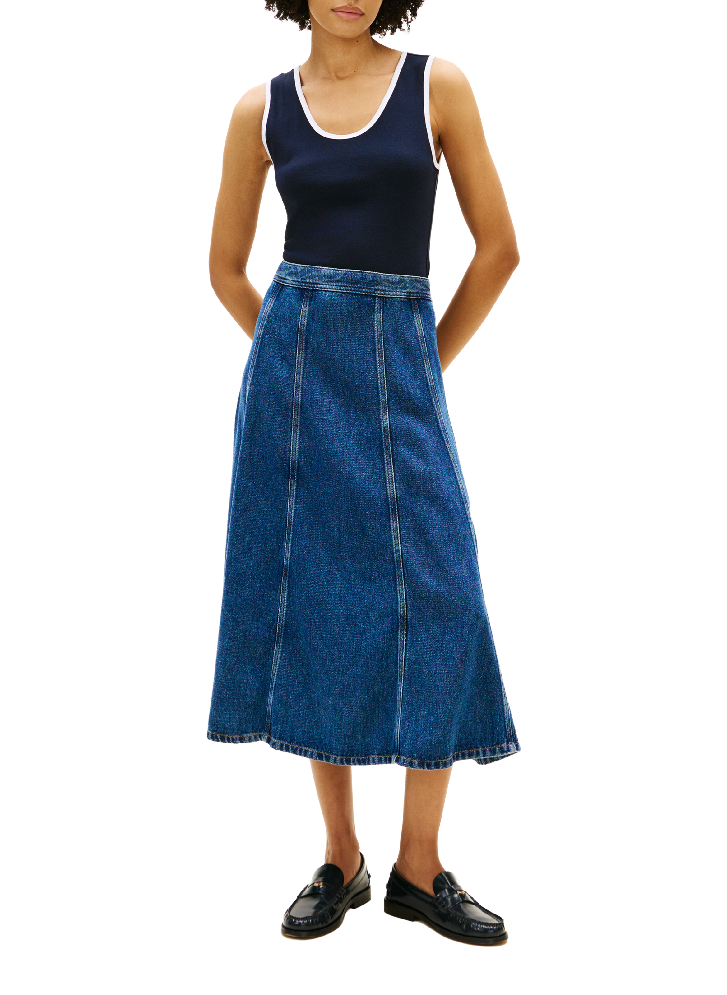 Jupe midi en jeans TOMMY HILFIGER Bleu