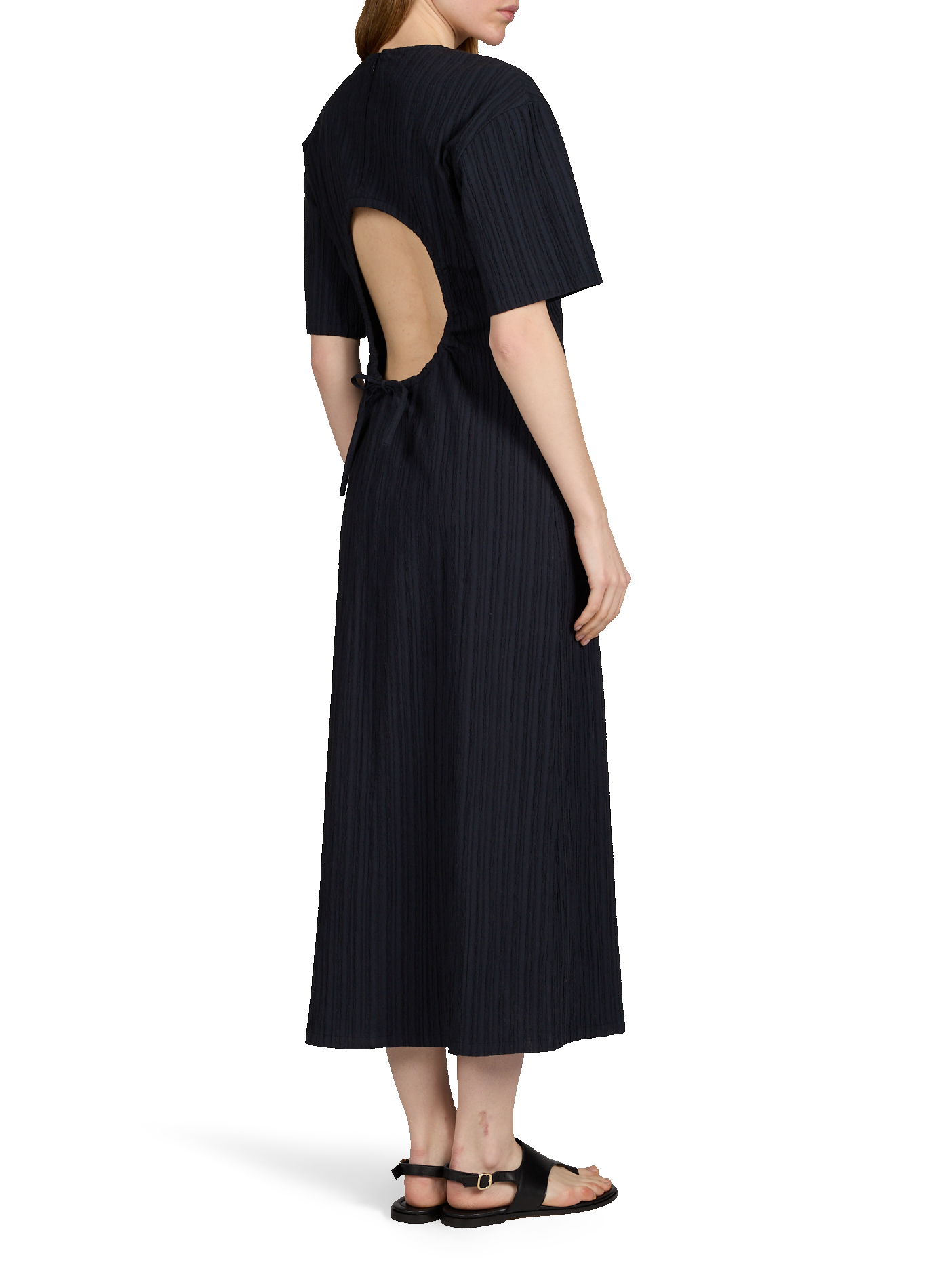 Robe longue à ouverture dos Kina en coton THINKING MU Bleu