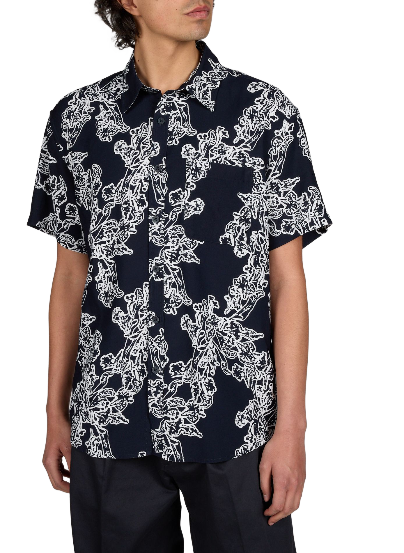 Chemise imprimée Deon à manches courtes Bleu NN.07