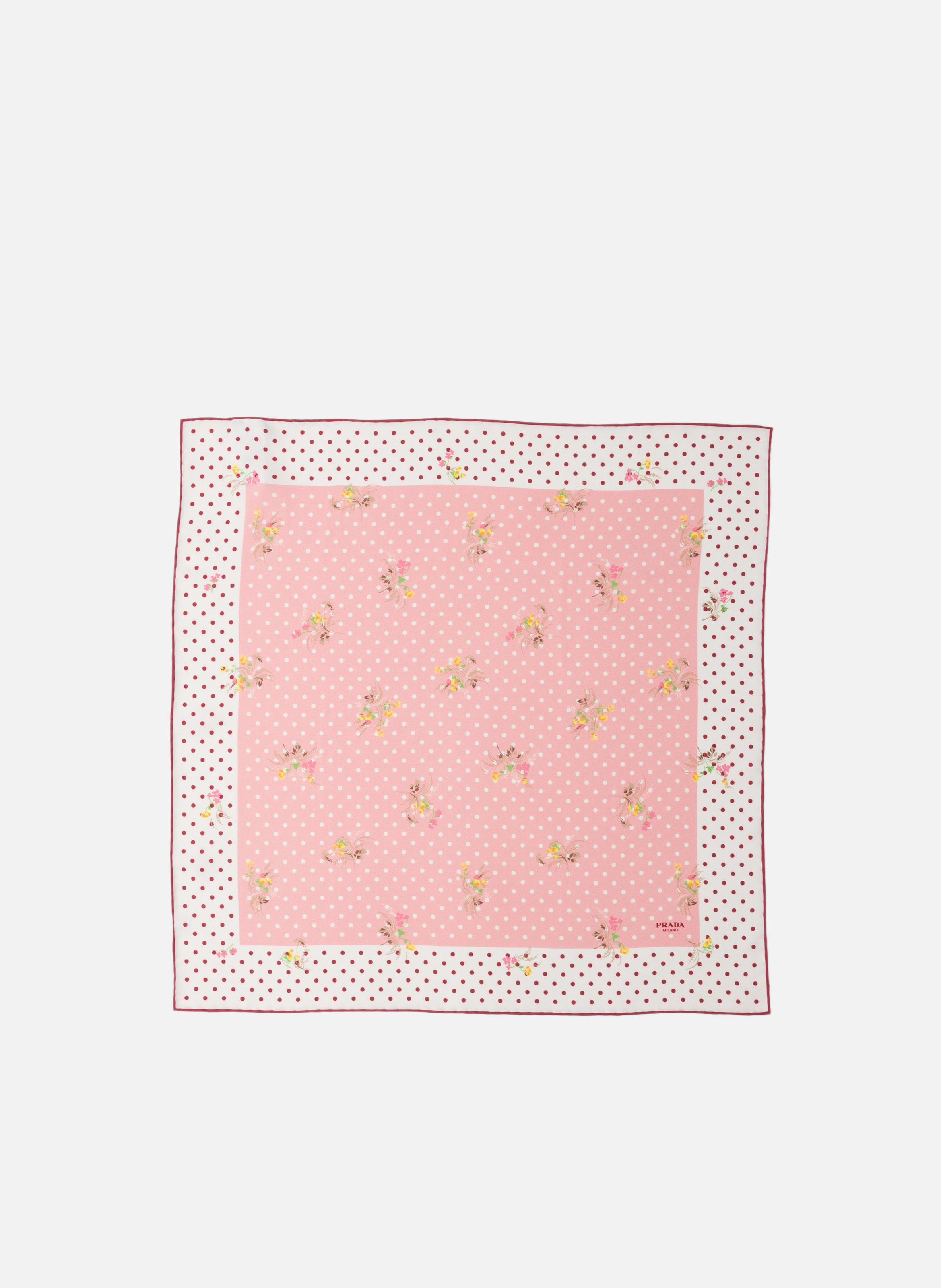 Foulard en sergé de soie imprimé 55  PRADA Rose