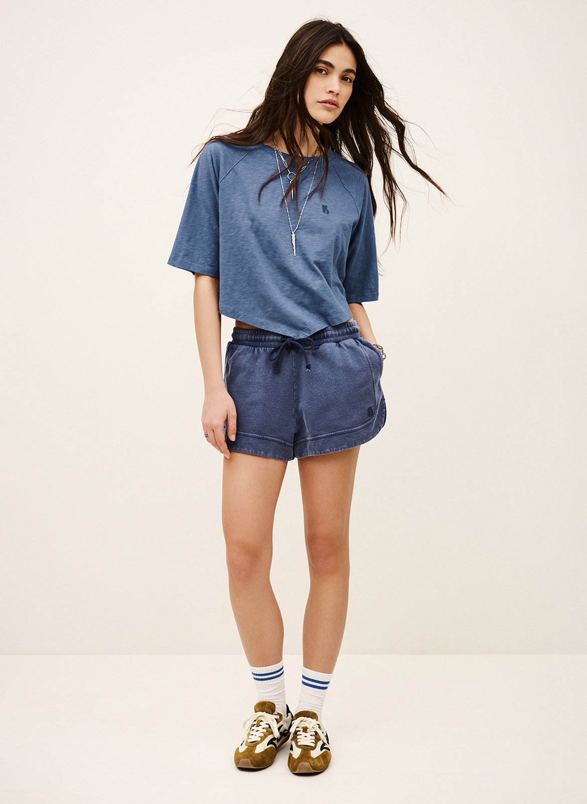 Tee-shirt col rond en coton vany BA&SH Bleu