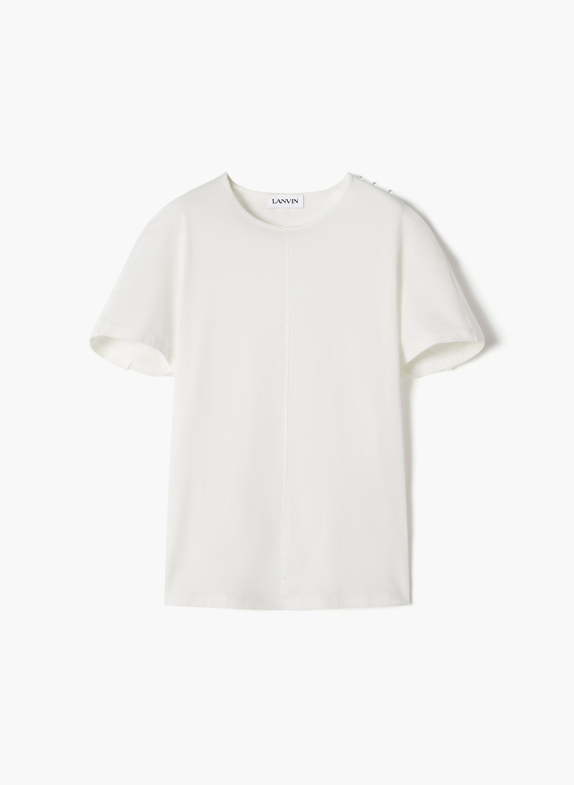 T-shirt effet cape en coton et soie LANVIN Blanc