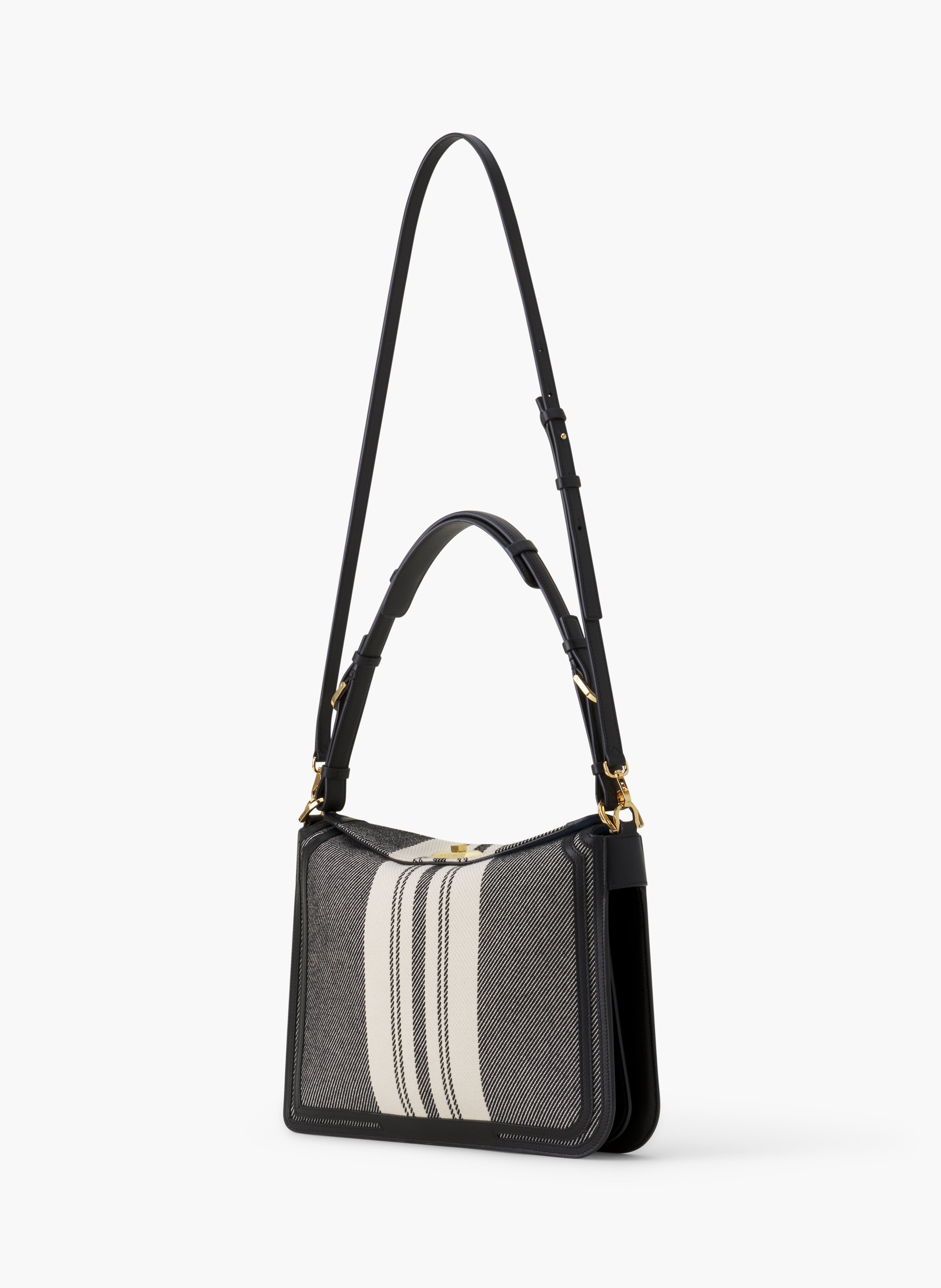 Sac compagnon en toile rayée LANVIN Gris