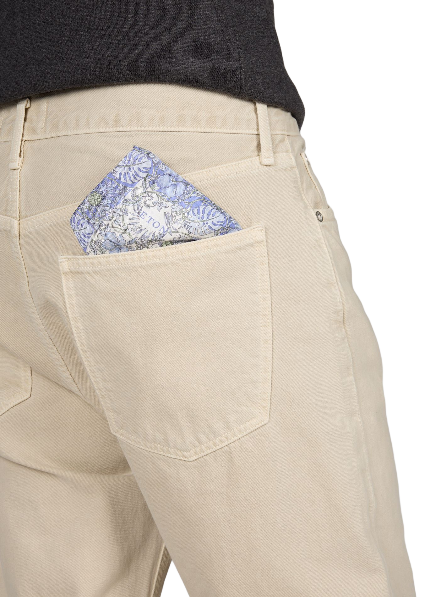 Tropical Oxford silk suit pocket square ETON Blue