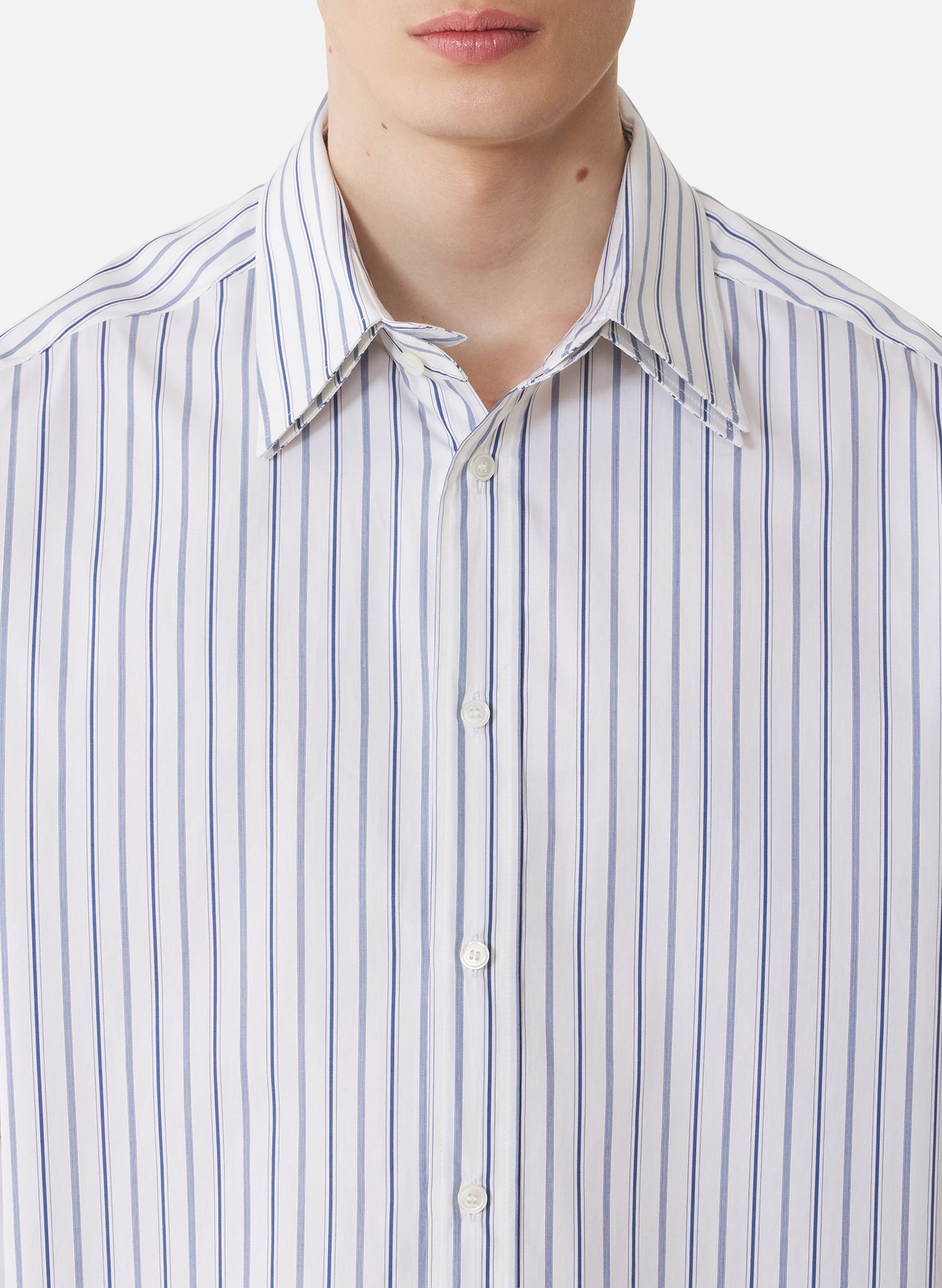 Chemise ample en popeline de coton à rayures LANVIN Blanc