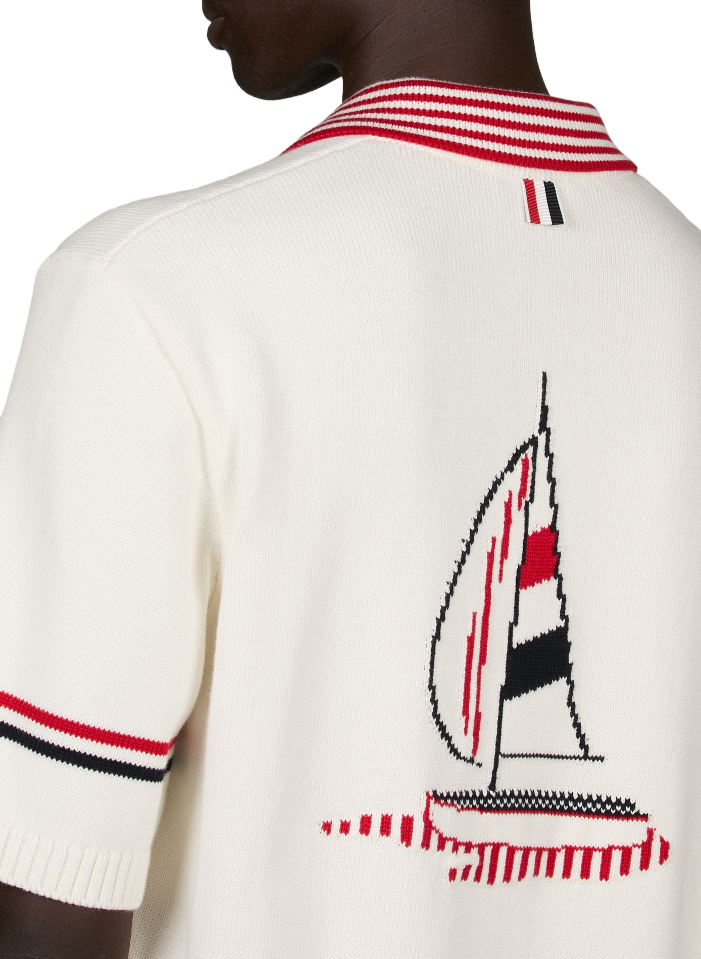 Straight fit short-sleeved knit polo THOM BROWNE White
