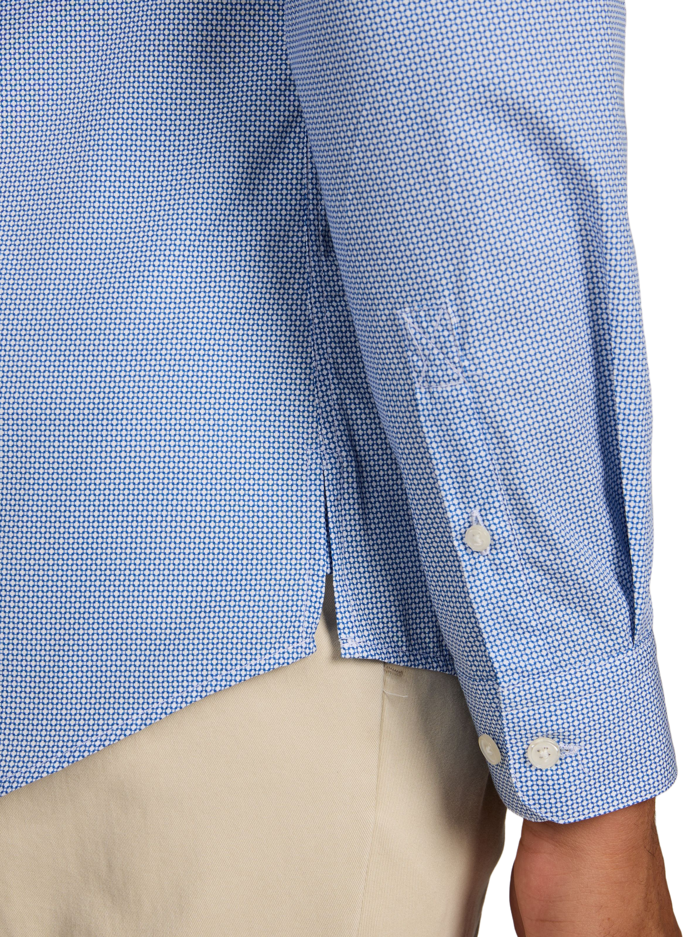 Chemise slim-fit col classique en coton imprimé AU PRINTEMPS PARIS Bleu