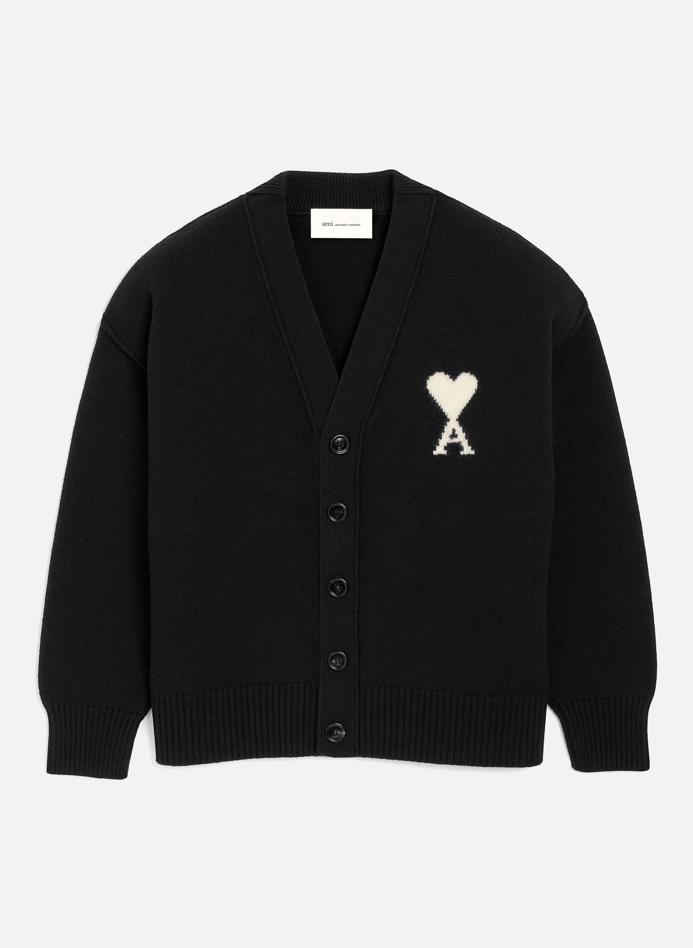 Cardigan unisexe en laine ami de coeur AMI PARIS Noir